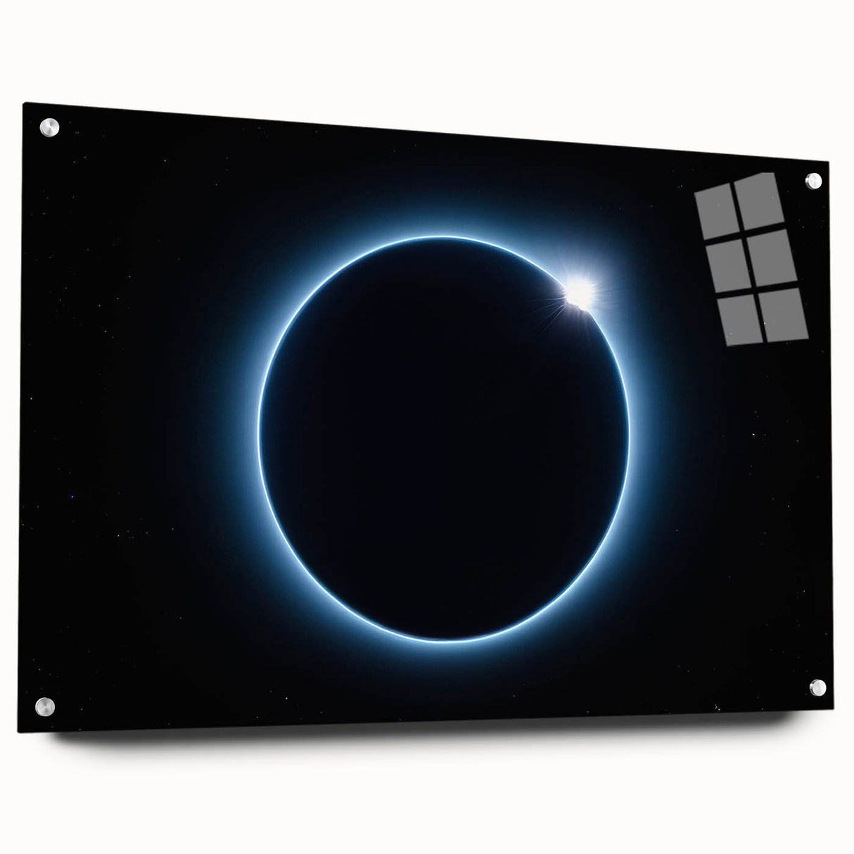 Cosmic Solar Eclipse Wall Art – Black and Blue Eclipse Canvas Print
