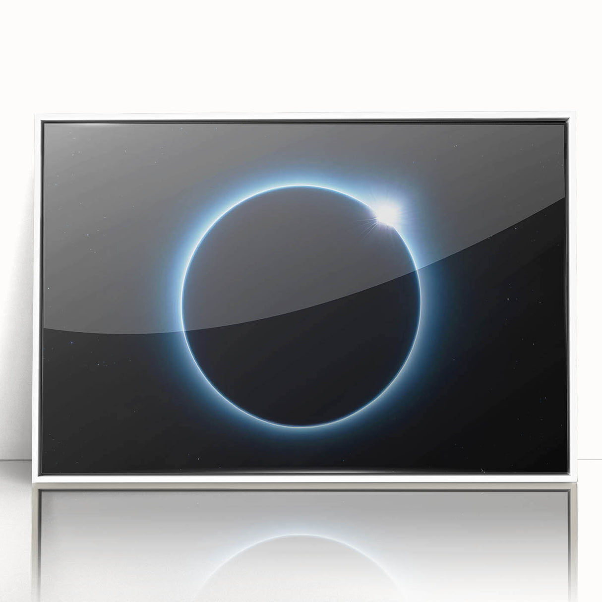Cosmic Solar Eclipse Wall Art – Black and Blue Eclipse Canvas Print