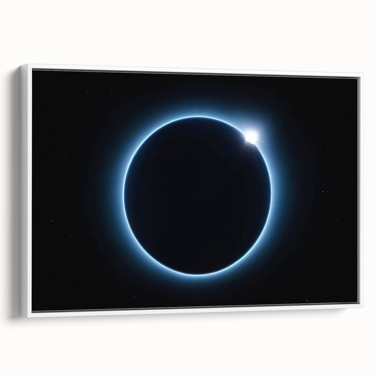 Cosmic Solar Eclipse Wall Art – Black and Blue Eclipse Canvas Print