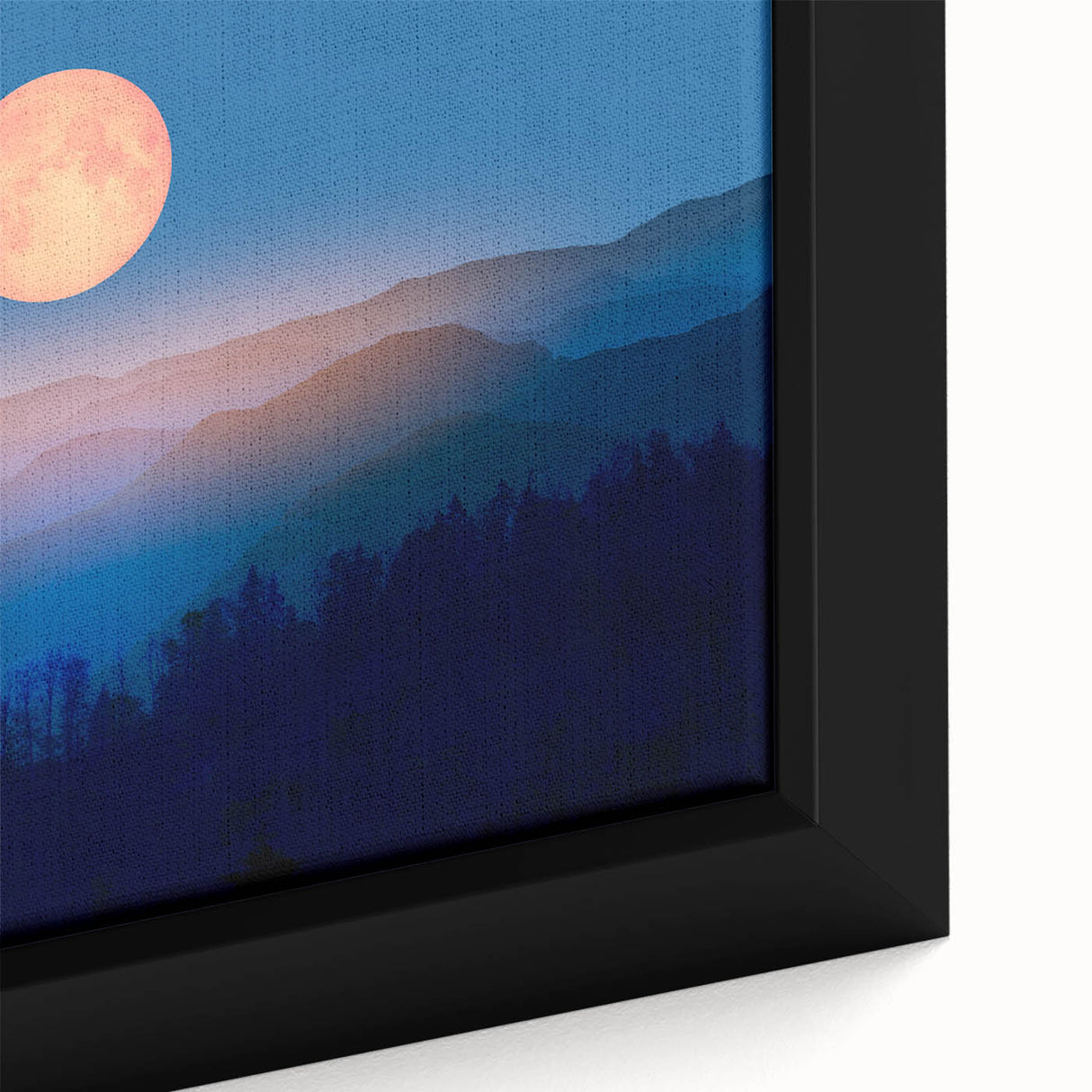 Golden Full Moon Over Misty Mountains – Elegant Celestial Wall Art