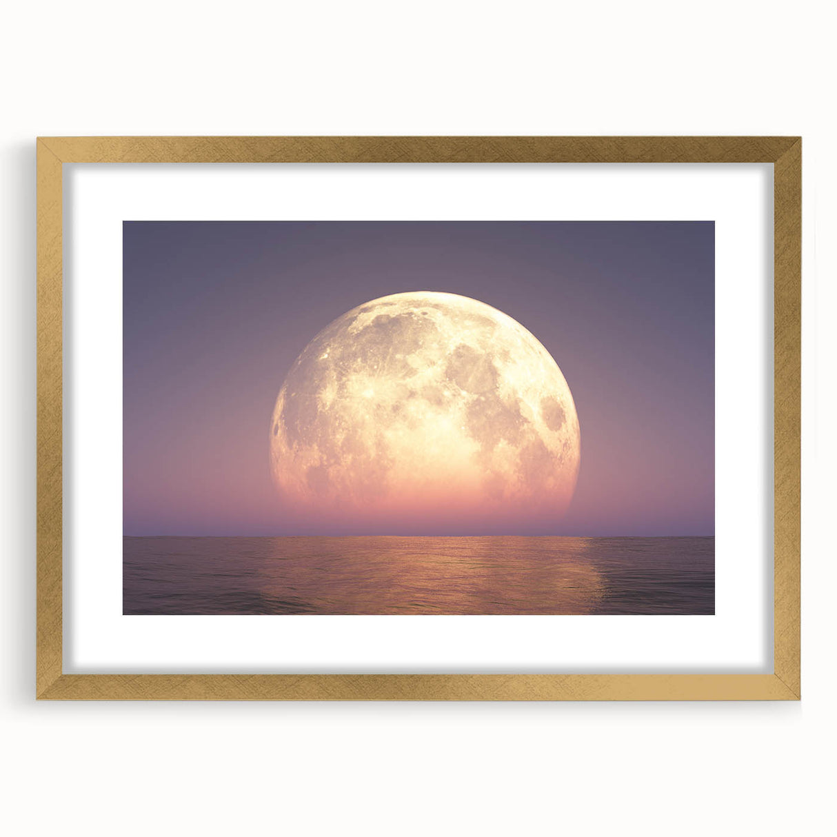 Mesmerizing Full Moon Over Ocean – Tranquil Celestial Wall Art Decor