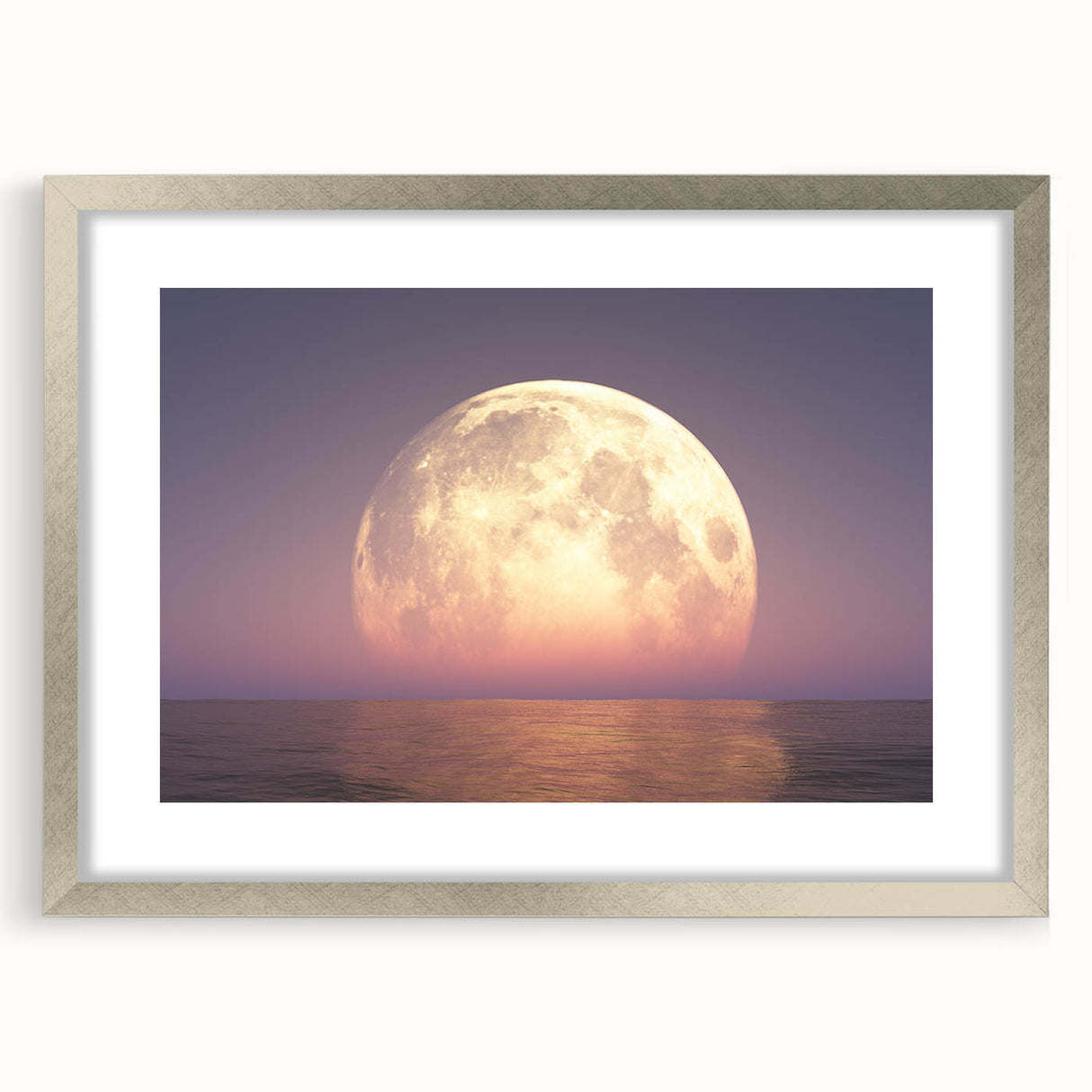 Mesmerizing Full Moon Over Ocean – Tranquil Celestial Wall Art Decor