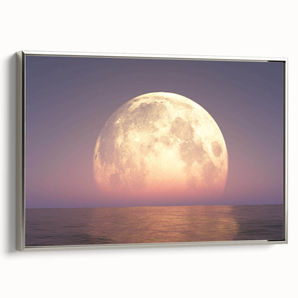 Golden Moonrise Over Ocean – Tranquil Celestial Wall Art for Home Decor"