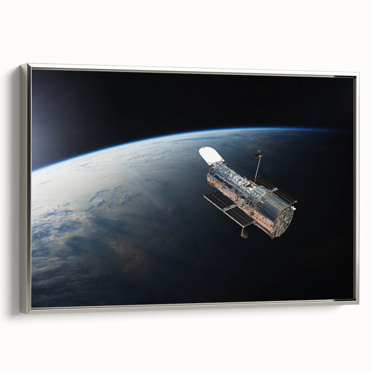 Satellite Orbiting Earth - Stunning Cosmic Wall Art for Home Decor
