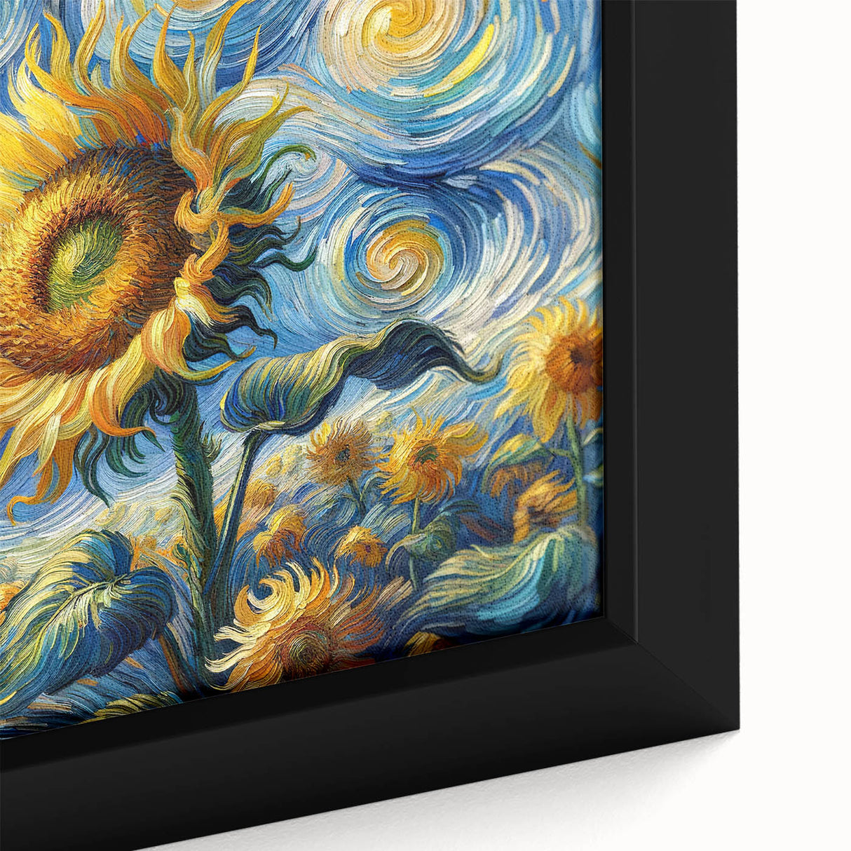 Swirling Sunflower Field – Dynamic Sun Wall Art on Canvas or Acrylic