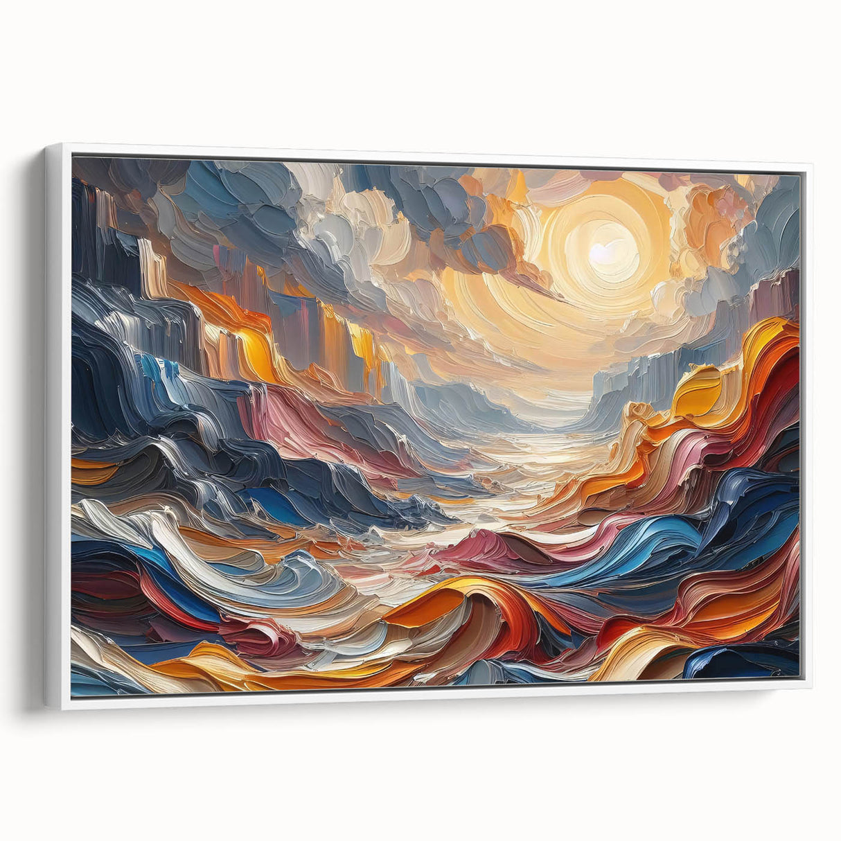 Abstract Sun and Landscape – Bold Sun Wall Art with Dynamic Waves