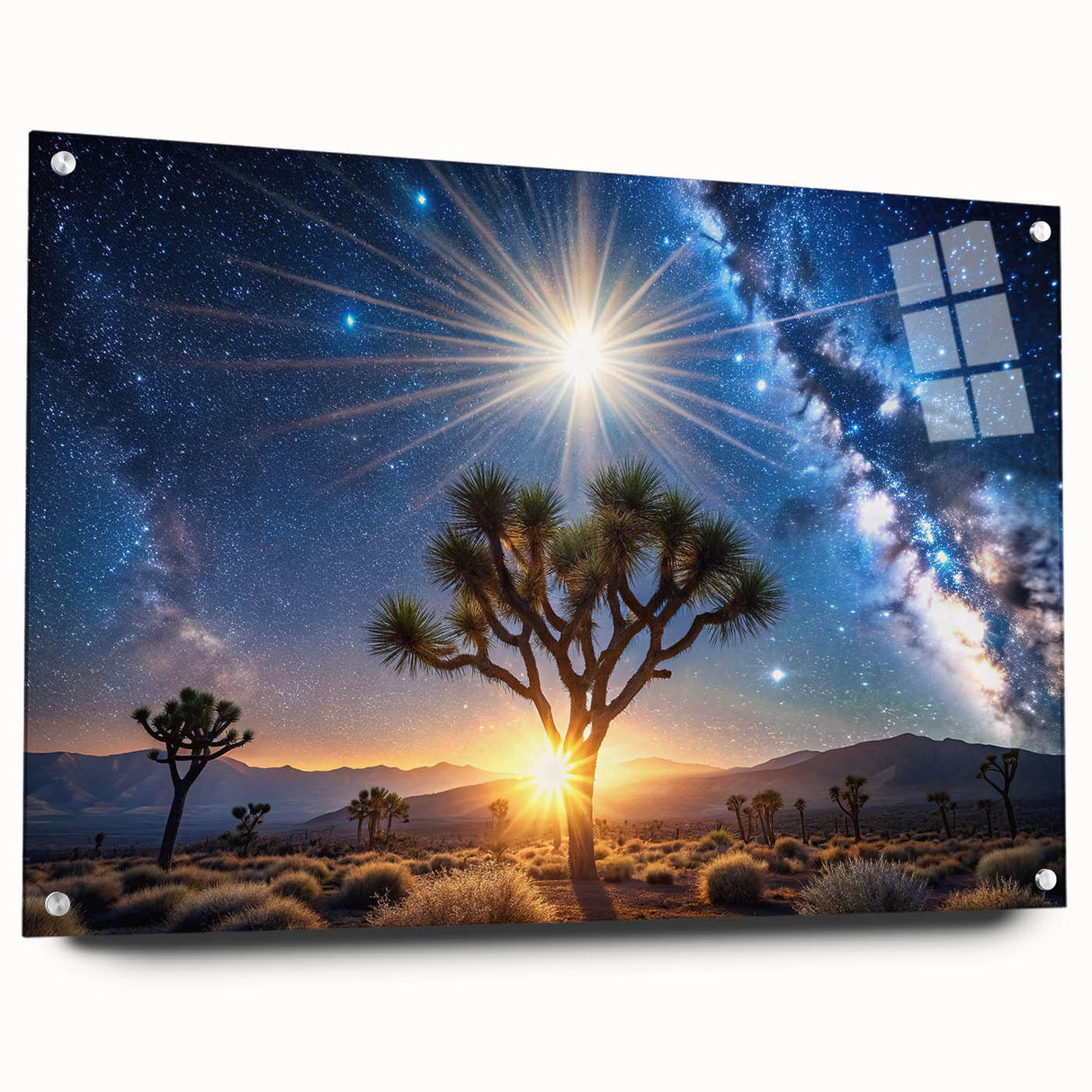 Desert Night Sky and Sun – Cosmic Sun Wall Art with Milky Way View