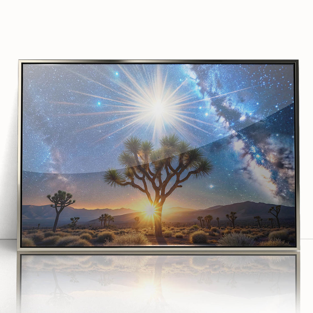Desert Night Sky and Sun – Cosmic Sun Wall Art with Milky Way View