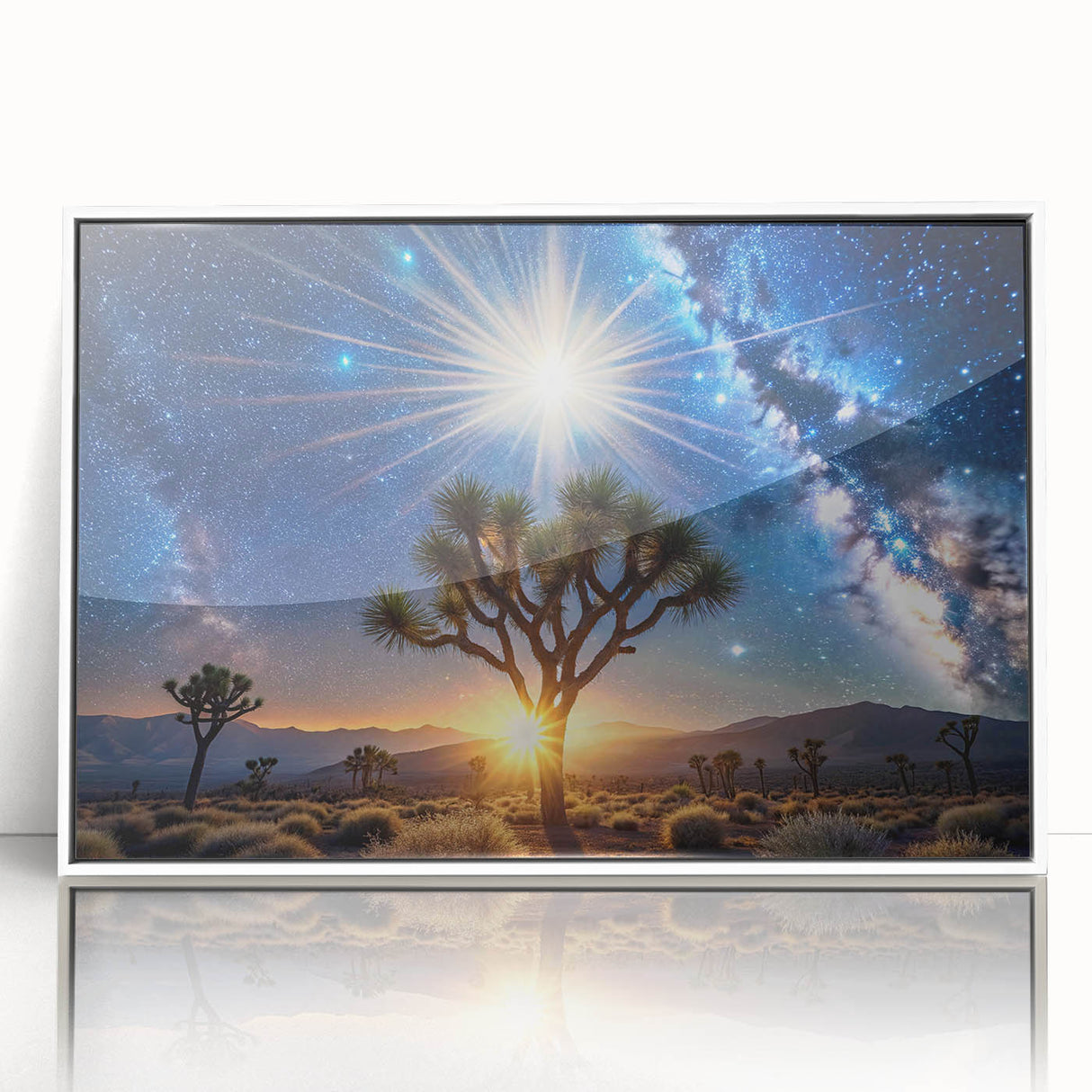 Desert Night Sky and Sun – Cosmic Sun Wall Art with Milky Way View