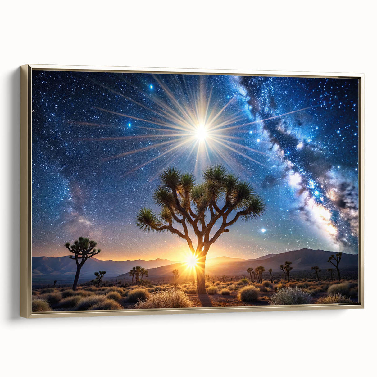 Desert Night Sky and Sun – Cosmic Sun Wall Art with Milky Way View
