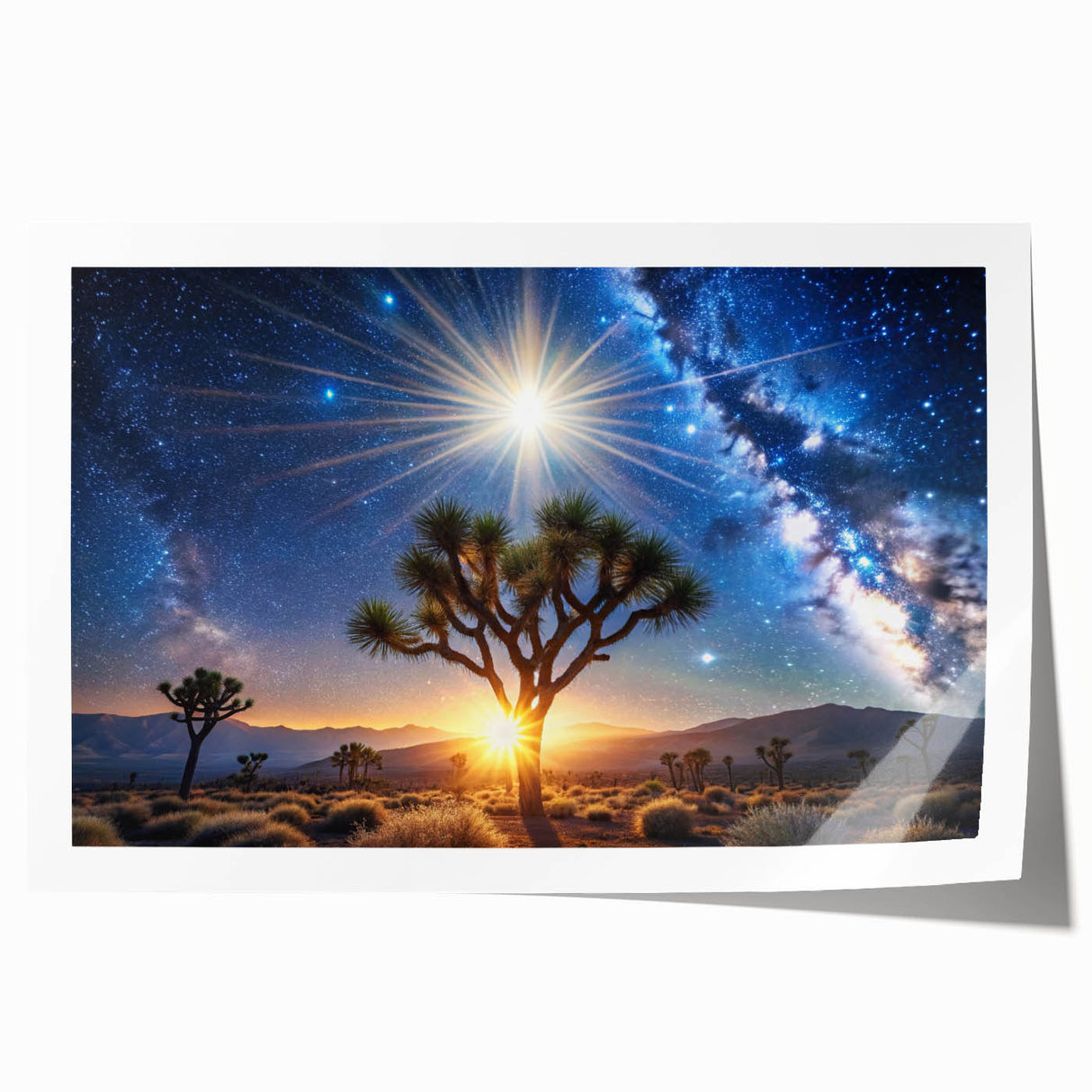 Desert Night Sky and Sun – Cosmic Sun Wall Art with Milky Way View