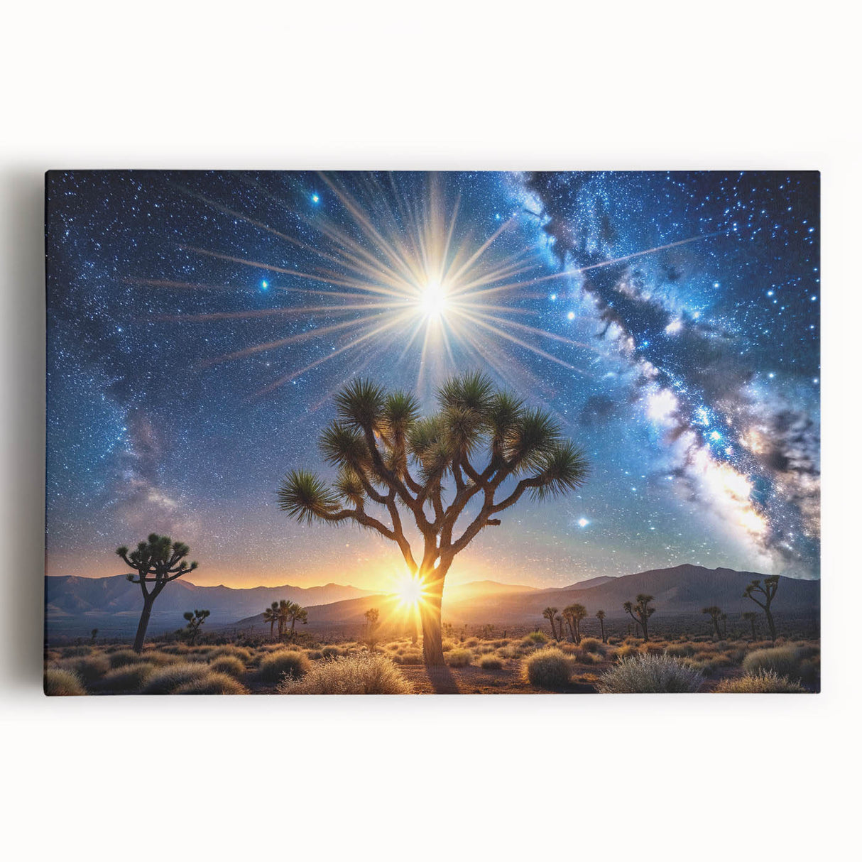 Desert Night Sky and Sun – Cosmic Sun Wall Art with Milky Way View