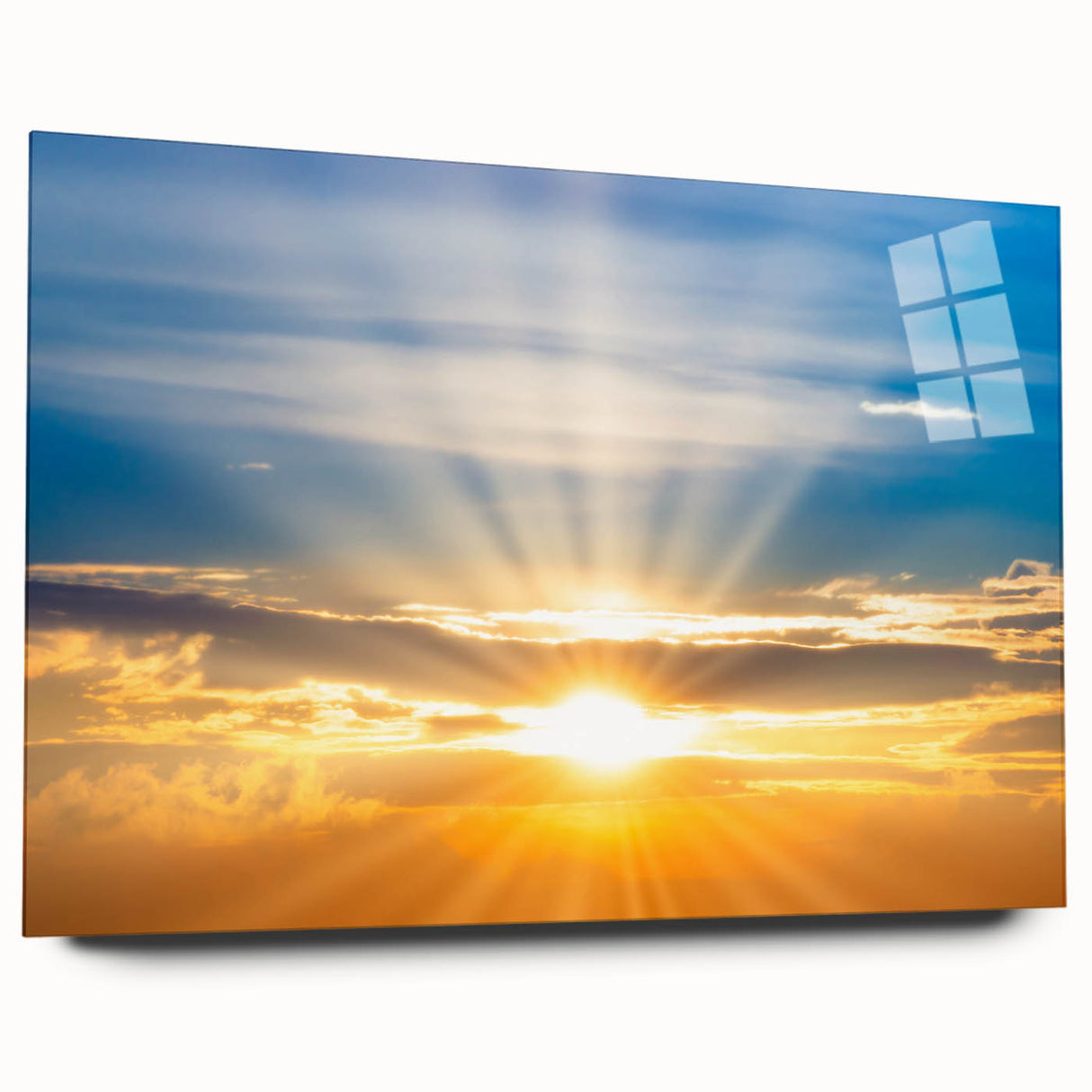 Radiant Sunrise Over Horizon – Peaceful Sun Wall Art with Blue Skies