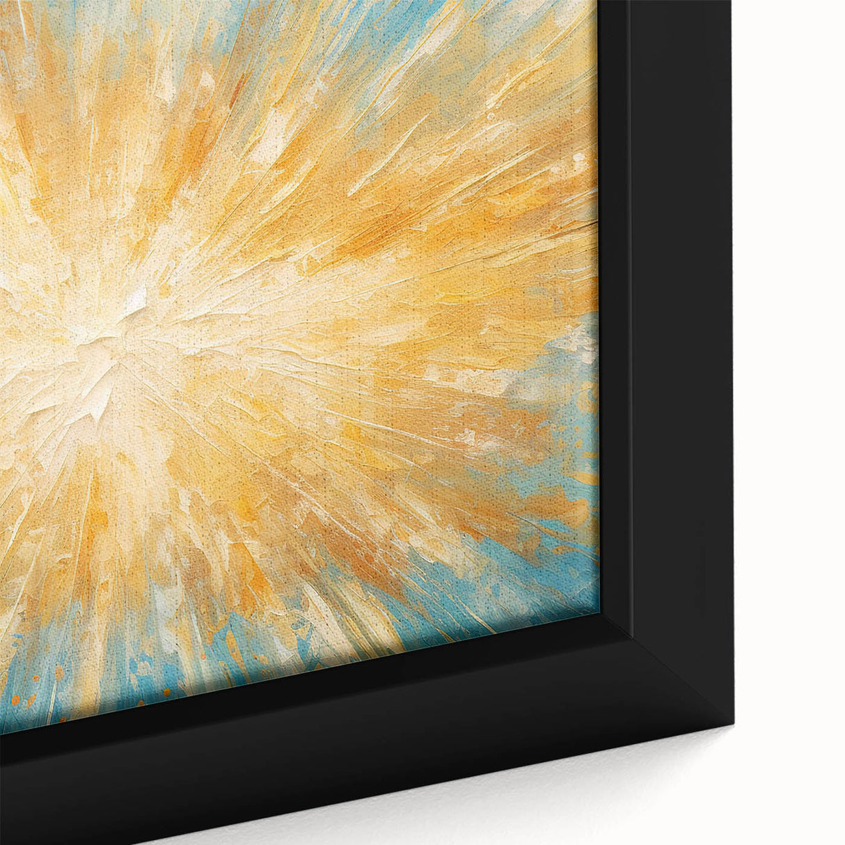 Radiant Sunburst Explosion – Abstract Sun Wall Art with Gold and Blue