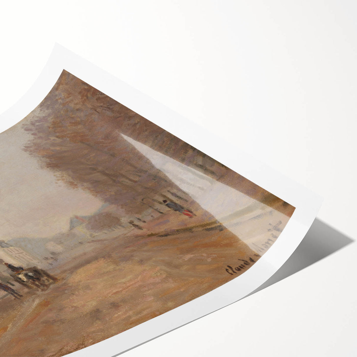 Extra large rolled print featuring line art flowers in soft pastel shades, ideal for large living room wall art.