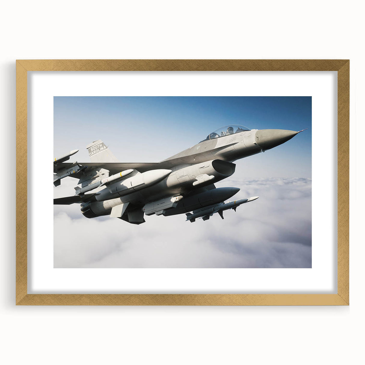 Abstract art print of an airplane in gold and black tones on a framed canvas, suitable for dining room decor.