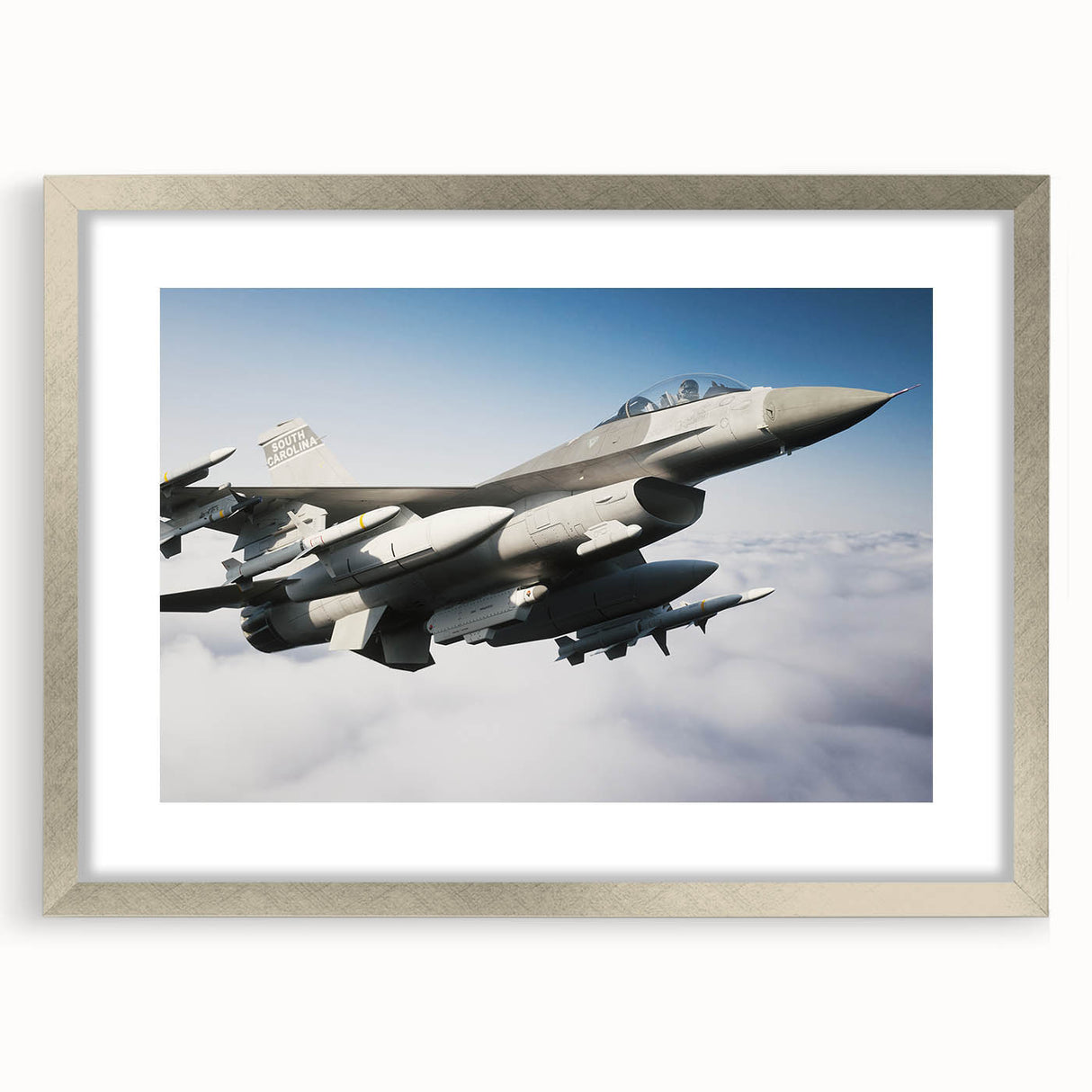 Textured art print of abstract airplanes in muted gray, ideal for modern bedroom décor, framed in silver.