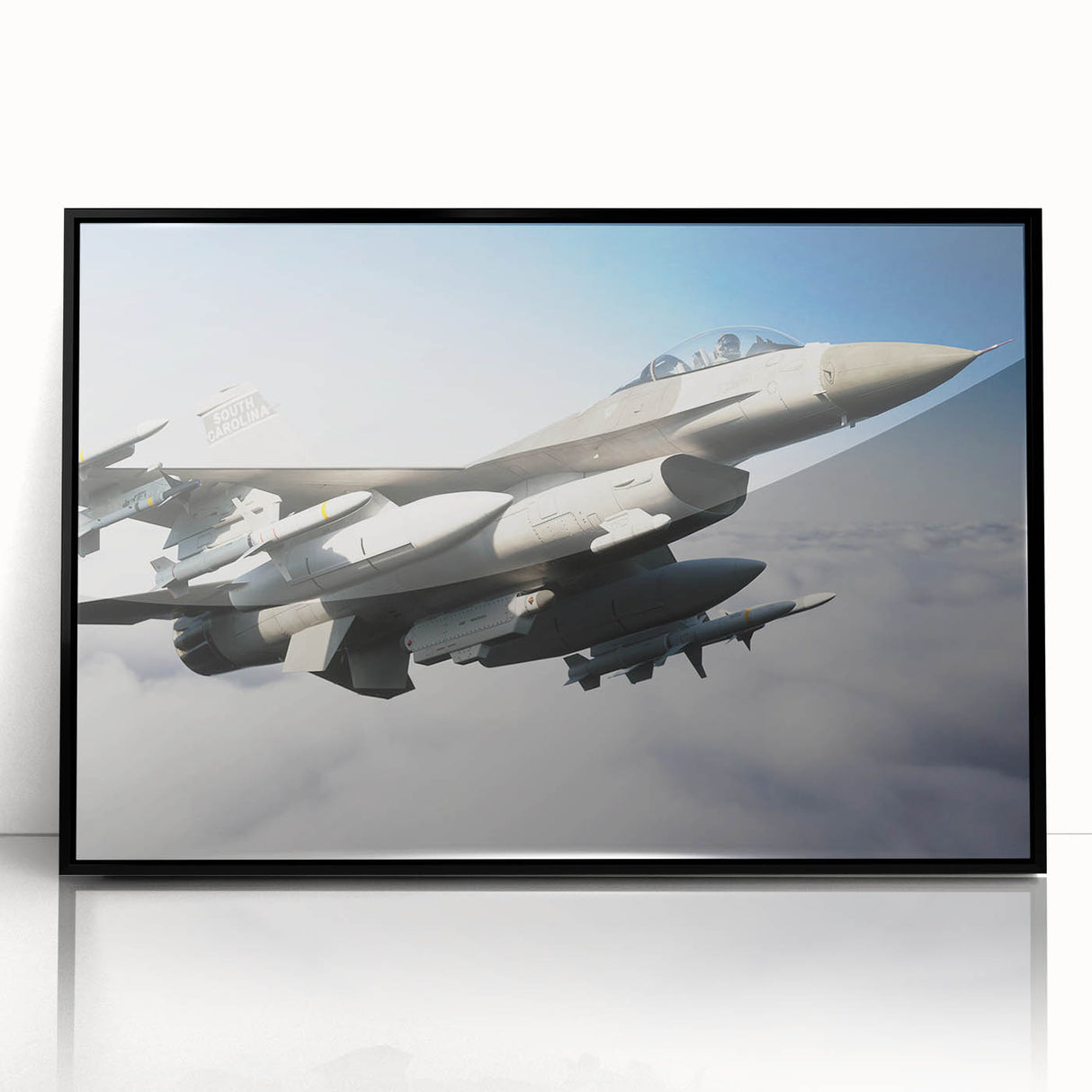 Large abstract airplane design in black and white on acrylic, framed.