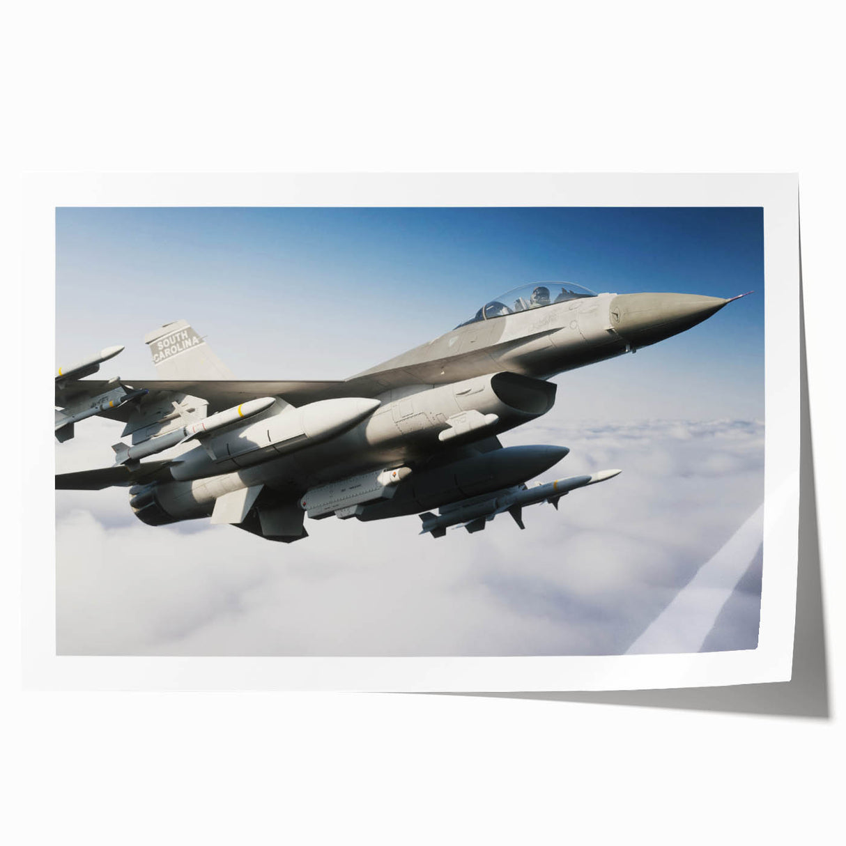 Art deco poster of a vintage airplane in muted gold and navy, rolled print, ideal for dining room wall art.