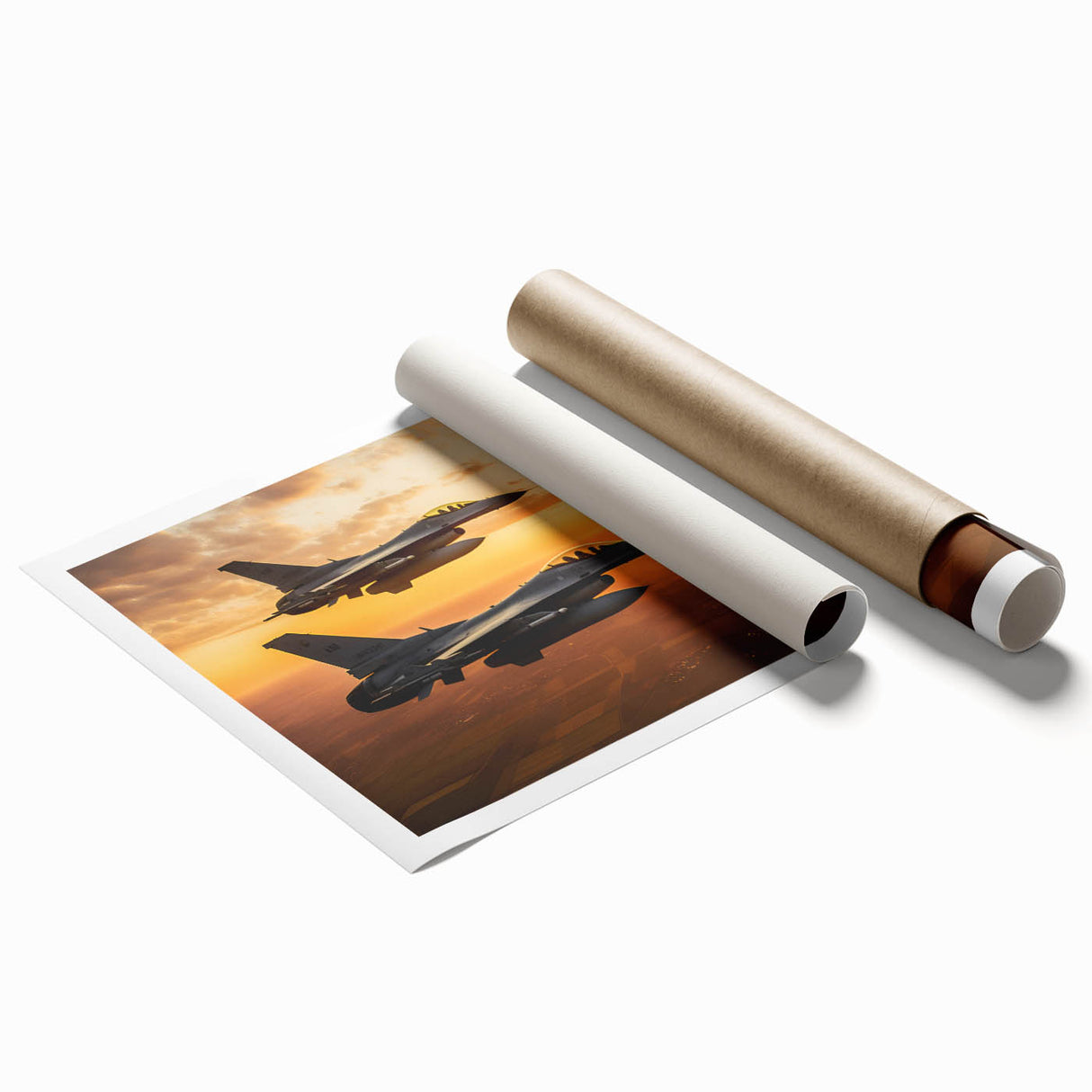 Extra large rolled print featuring a detailed airplane design on a muted gray background, ideal for dining room wall art.