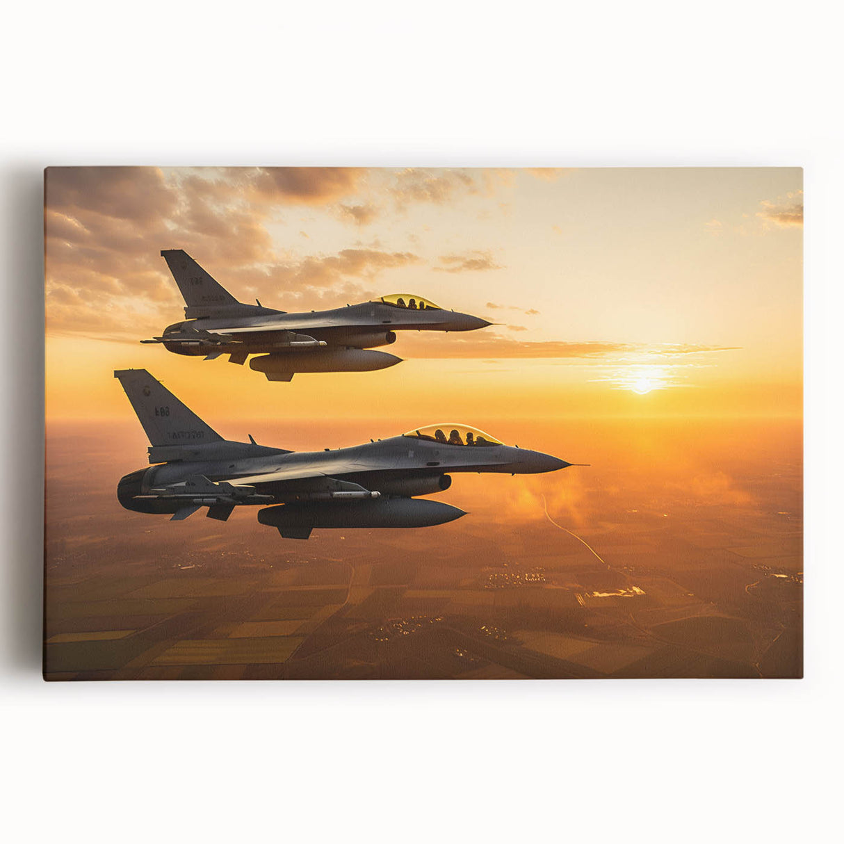 Black and white photograph of a vintage airplane on stretched canvas, suited for kitchen wall art.