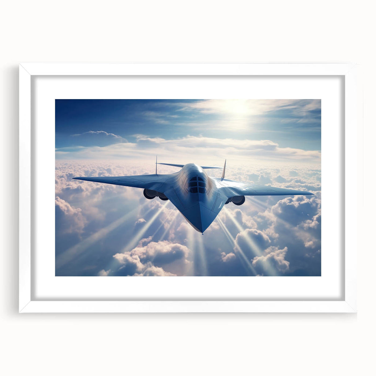 Extra large abstract art print featuring textured airplanes in neutral tones on a white framed canvas.