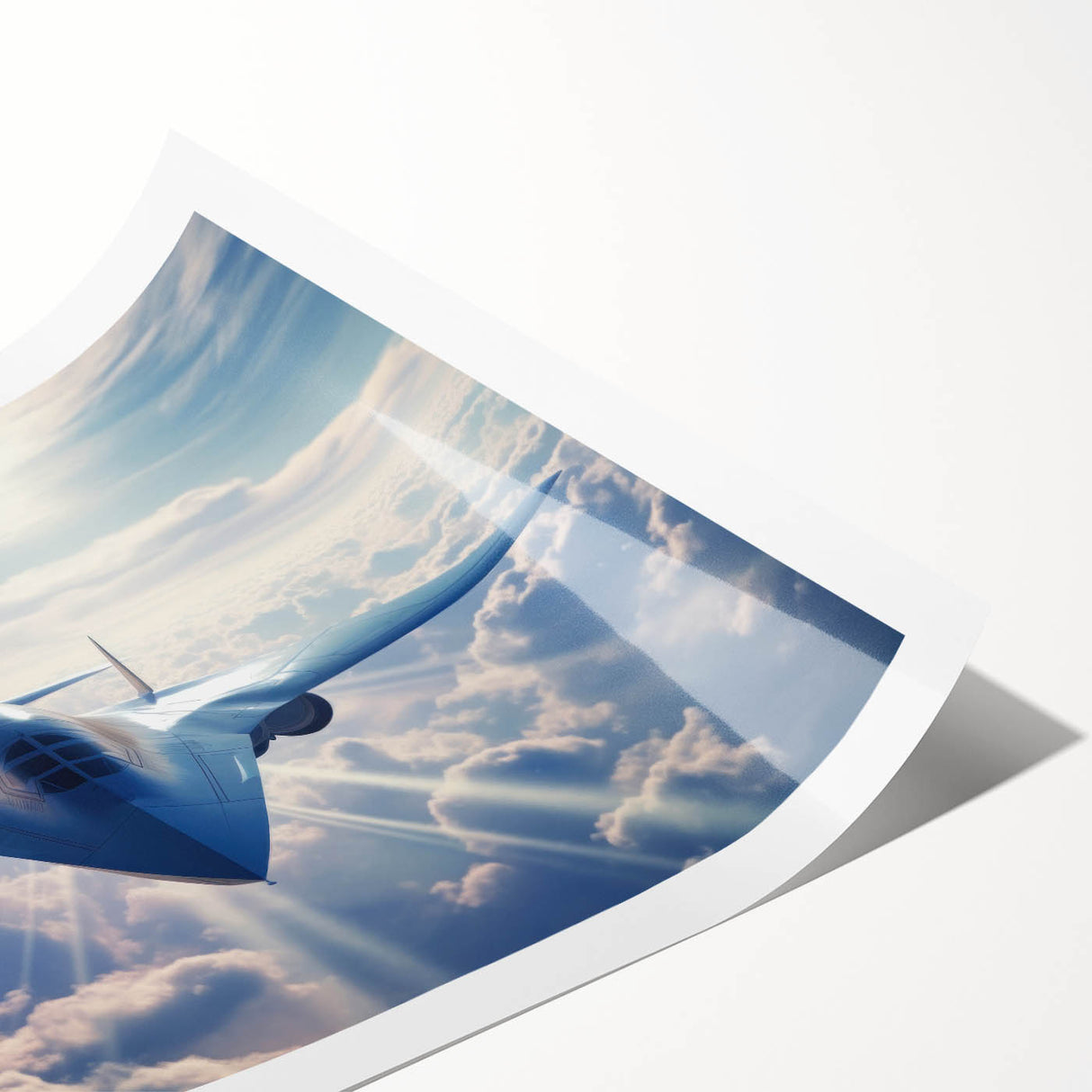 Extra large rolled print featuring a detailed floral airplane design in pastel shades, suitable for classy bathroom wall art.