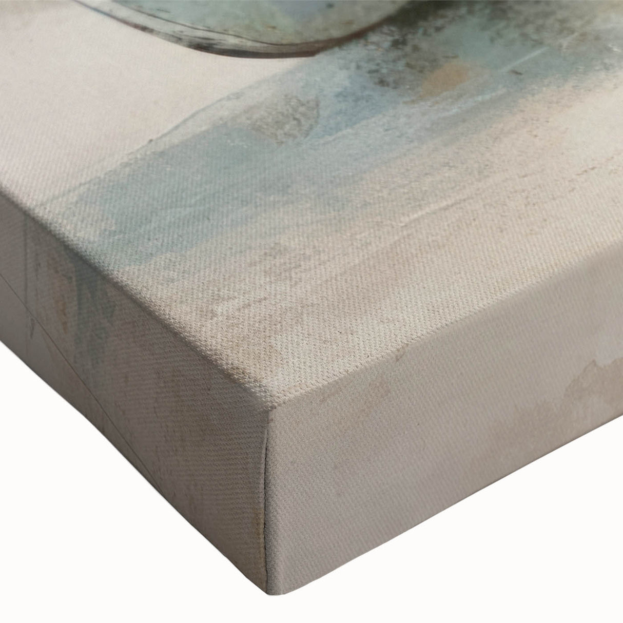 Black and white landscape art painting of a rowboat on water, printed on large stretched canvas.