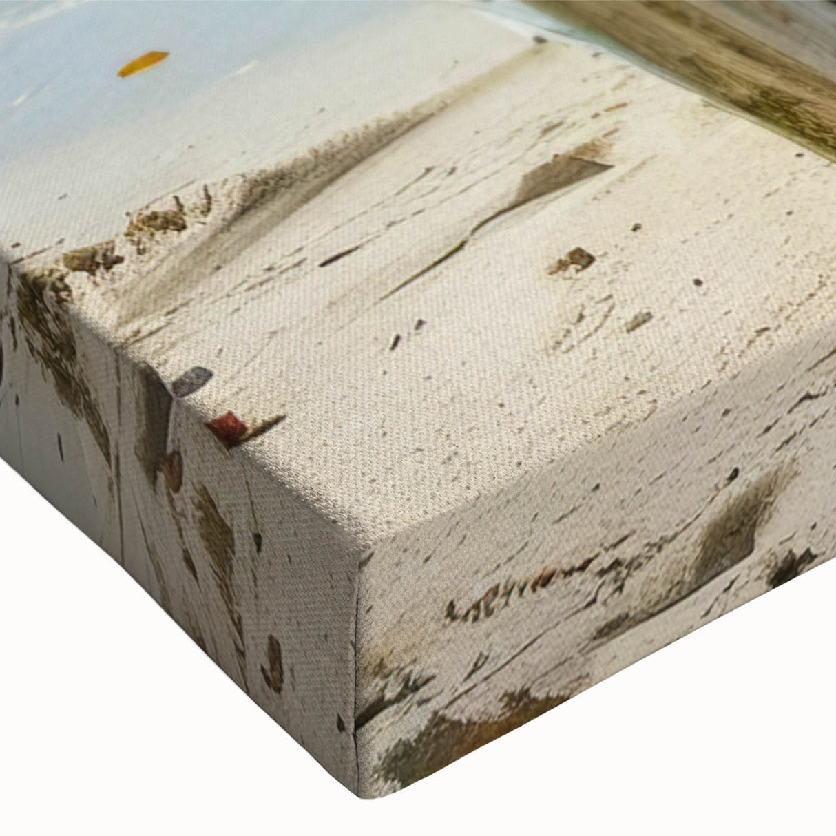 Black and white photo of a rowboat on calm water, printed on large stretched canvas, ideal for bedroom wall art.