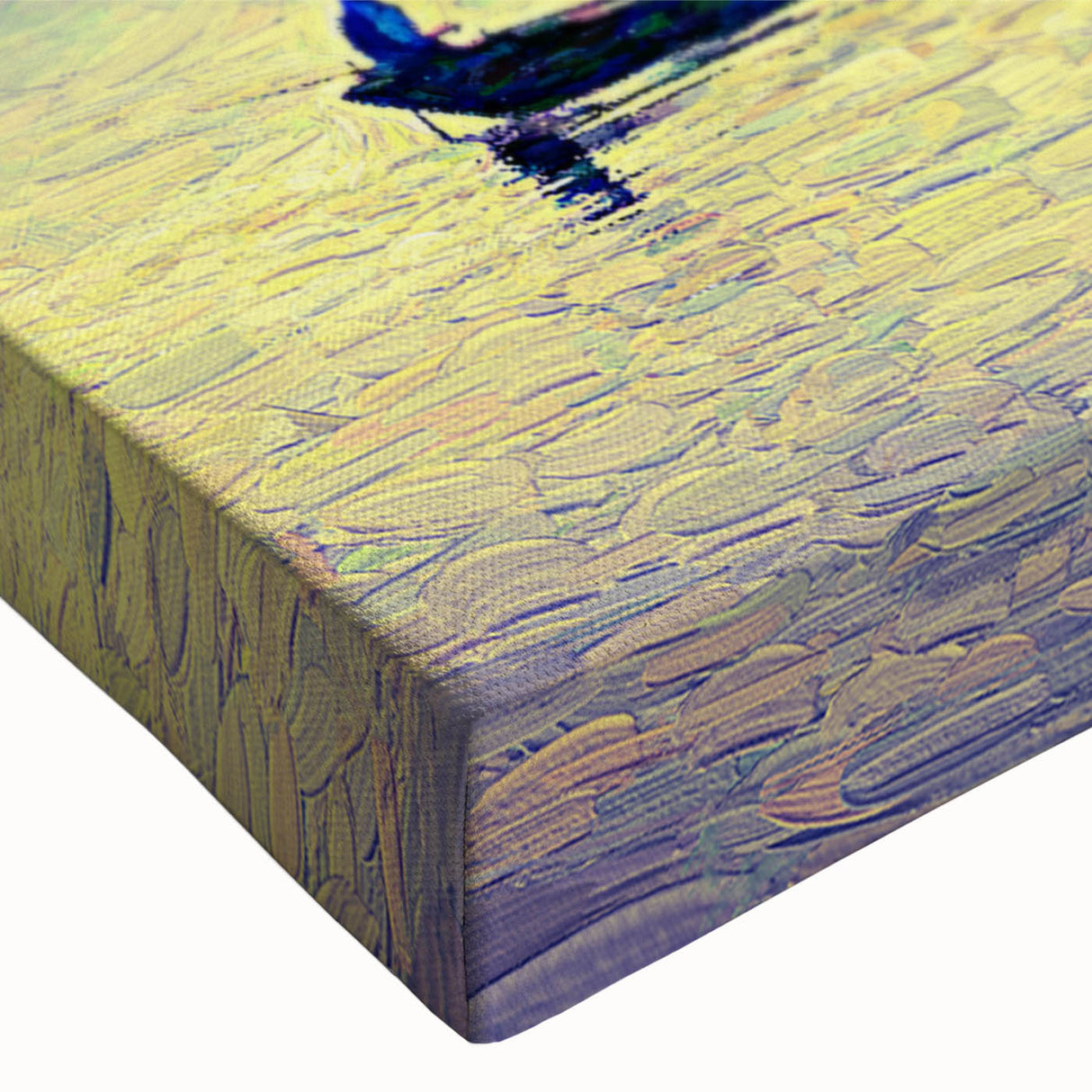 Black and white landscape art painting of a rowboat on canvas, ideal for bedroom wall art.