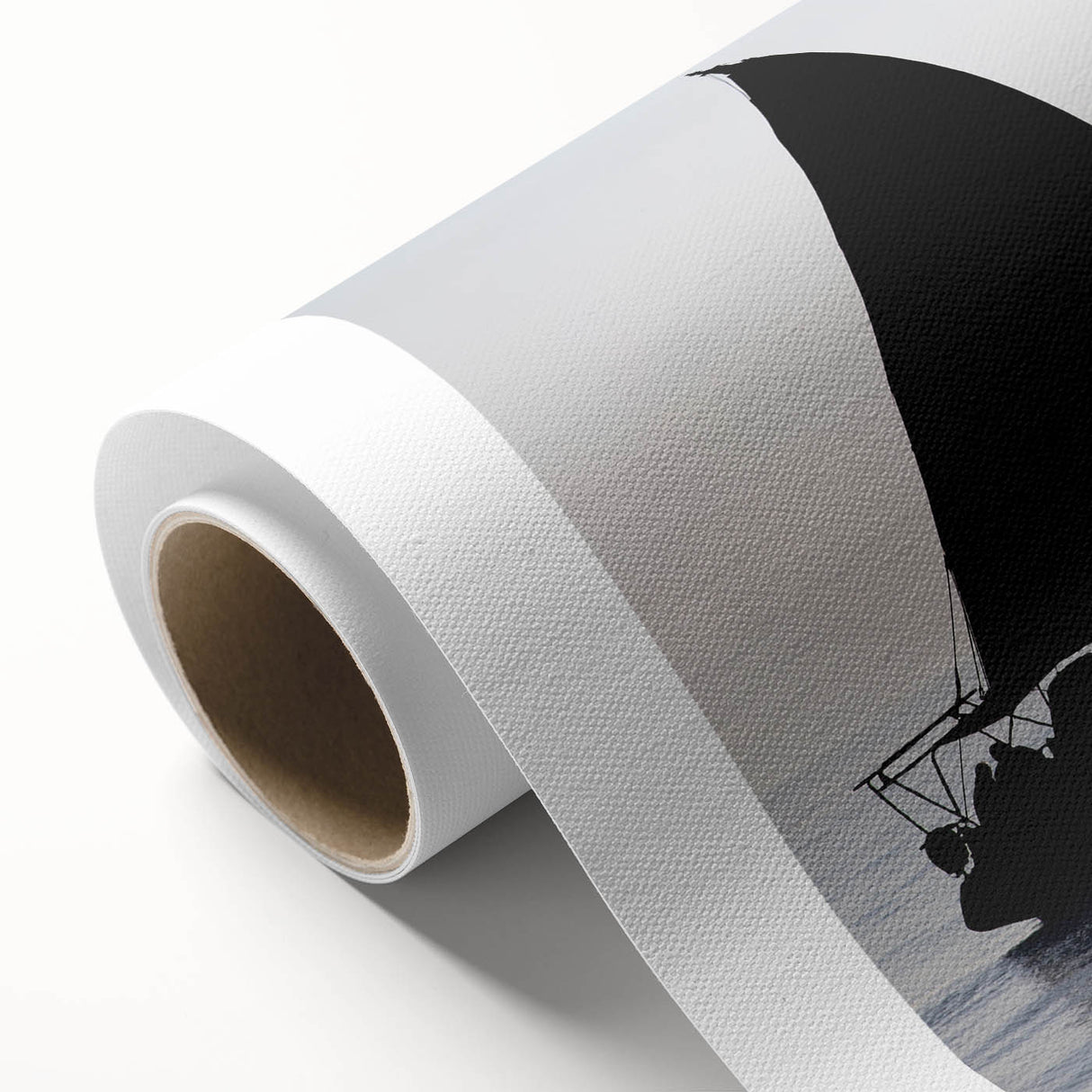 Art deco style sailboat illustration in pastel blue and cream on a rolled canvas, ideal for nursery wall art.