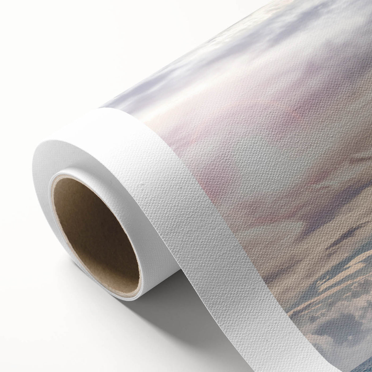 Art deco style sailboat poster in pastel blue and white, ideal for nursery wall art, rolled canvas format.