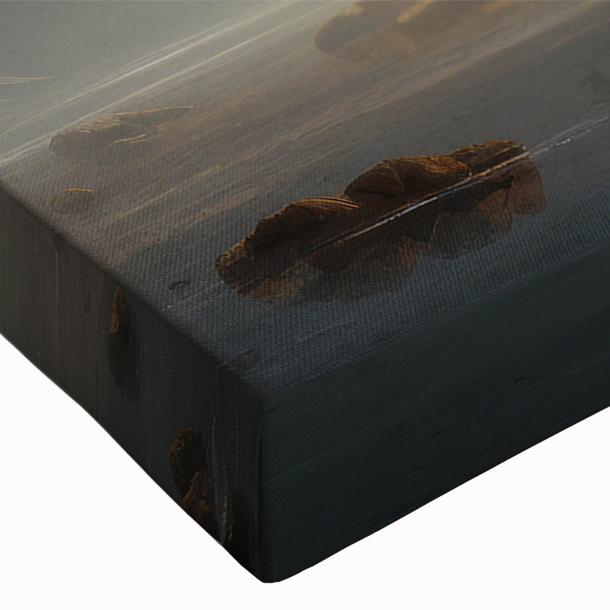 Large art of a black and white sailboat on a calm sea, printed on stretched canvas, suitable for bedroom wall decor.