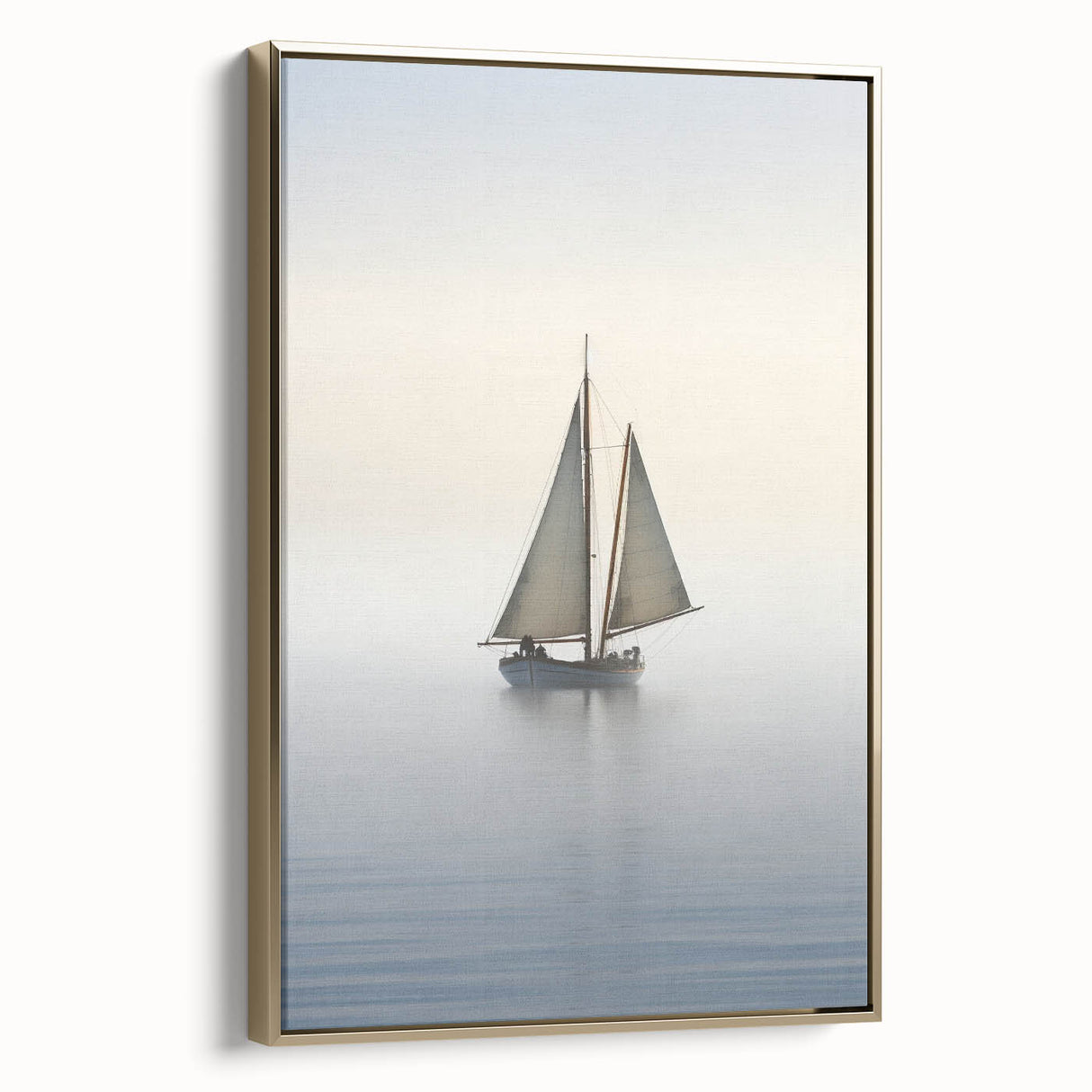 Framed canvas of a vintage sailboat on a colorful, abstract sea, ideal for adding a nautical touch to any room.