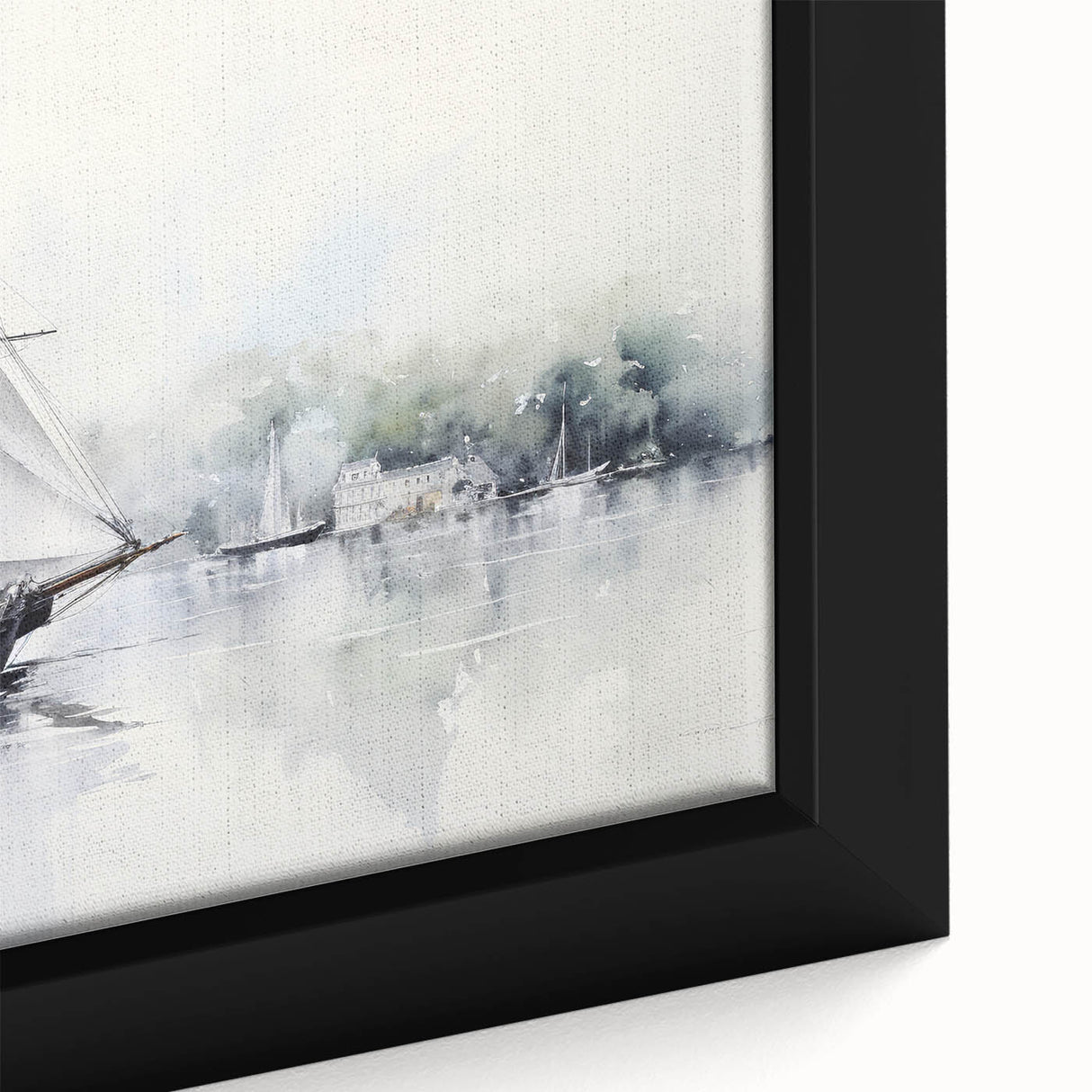 Extra large black wall art featuring a colorful, textured sailboat on a framed canvas, ideal for living room decor.