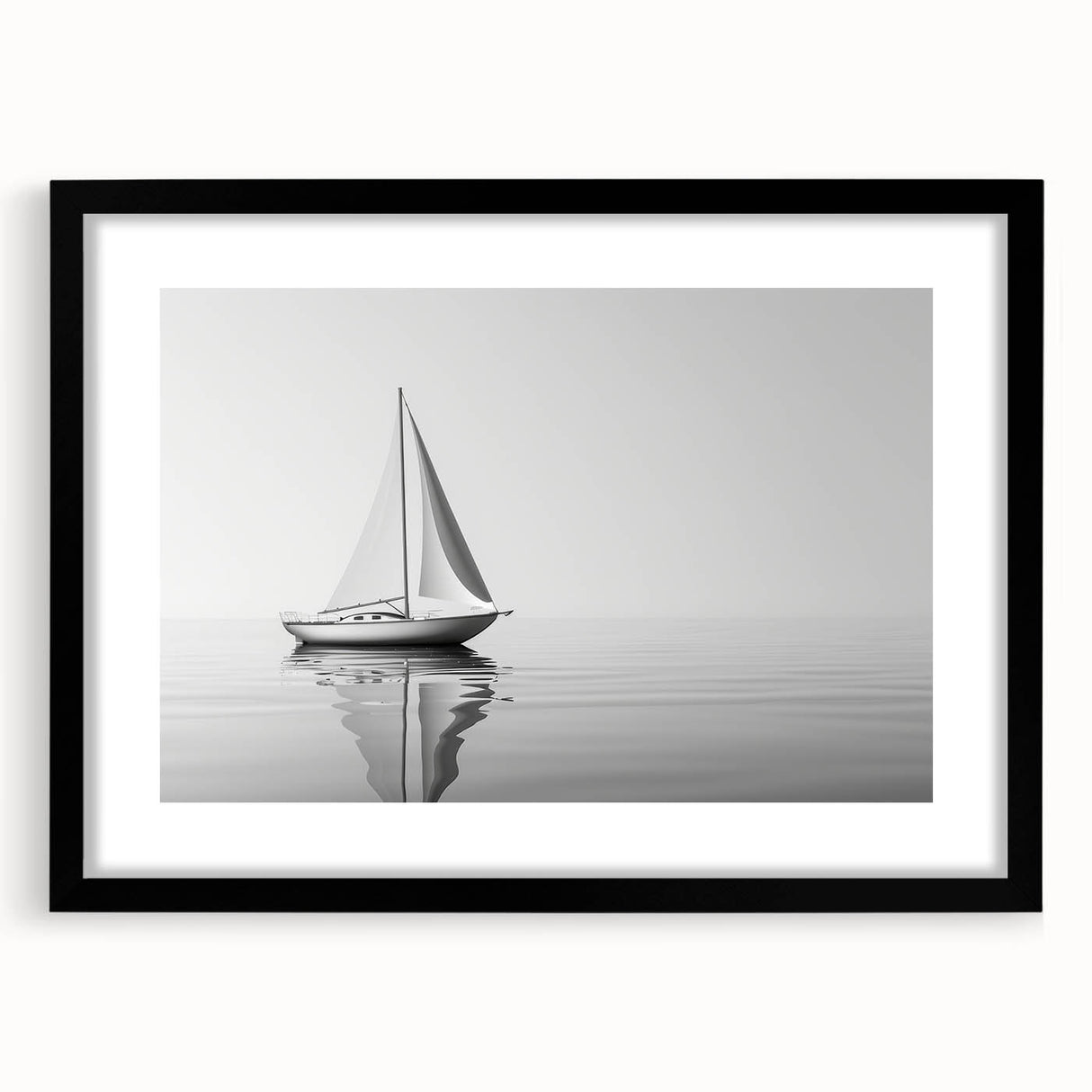 Extra large abstract art print of a colorful sailboat, textured design on a black framed canvas, ideal for living room decor.