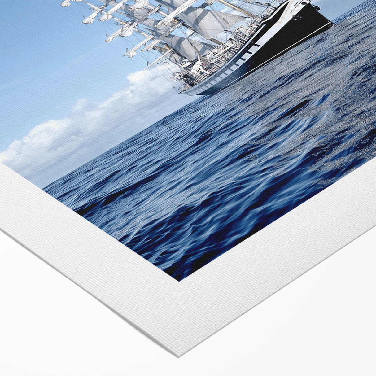 Art deco poster of a vintage ship in monochrome colors on rolled canvas, suitable for dining room or bathroom wall art.