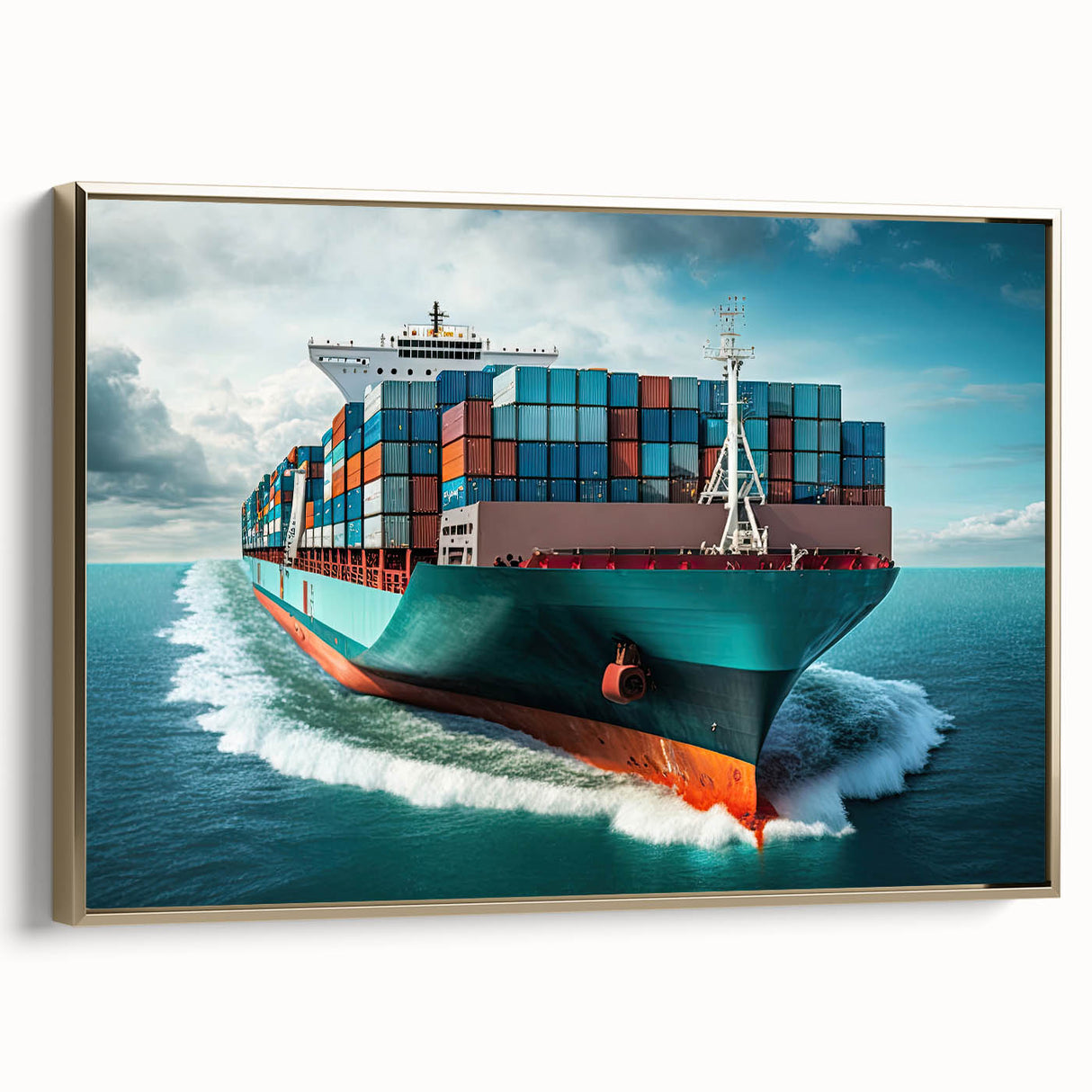 Framed canvas depicting a vintage ship on a black background, ideal for bedroom wall decor.