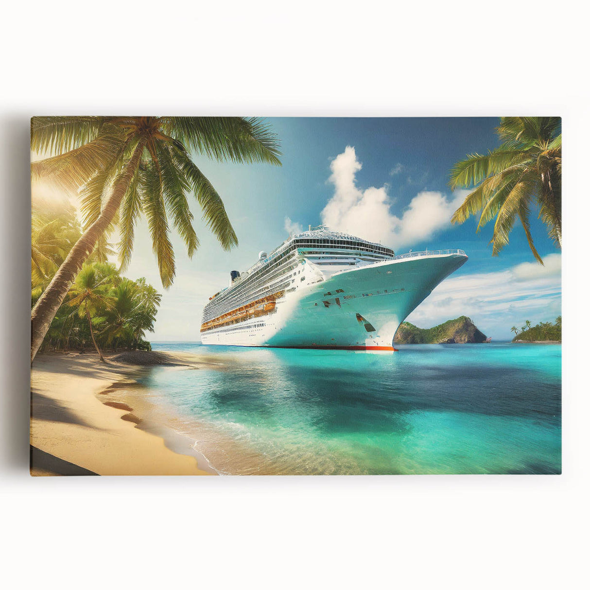 Black and white photo of a vintage ship on stretched canvas, ideal for kitchen wall art.