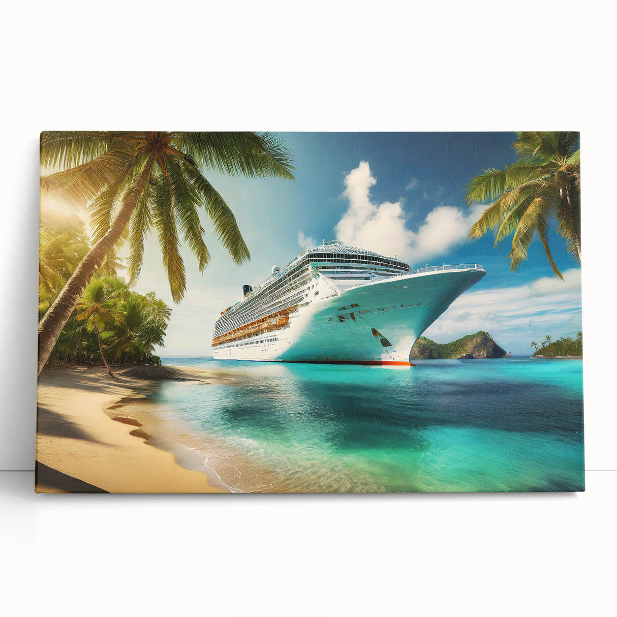 Black and white photo of a large ship on stretched canvas, suitable as kitchen wall art or for bedroom ambiance.
