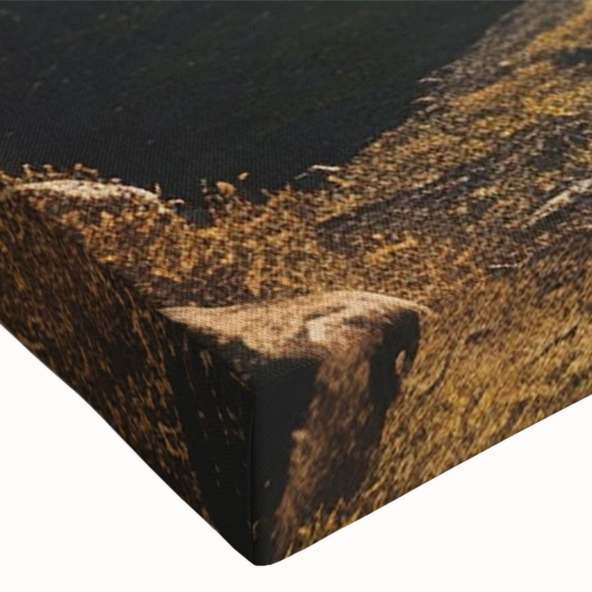 Black and white landscape art painting of a caravan on stretched canvas, ideal for bedroom wall decor.