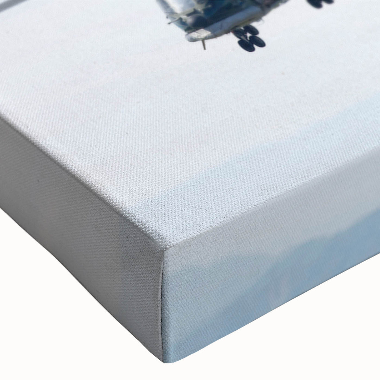 Black and white helicopter landscape art on stretched canvas, ideal for bedroom wall decor.