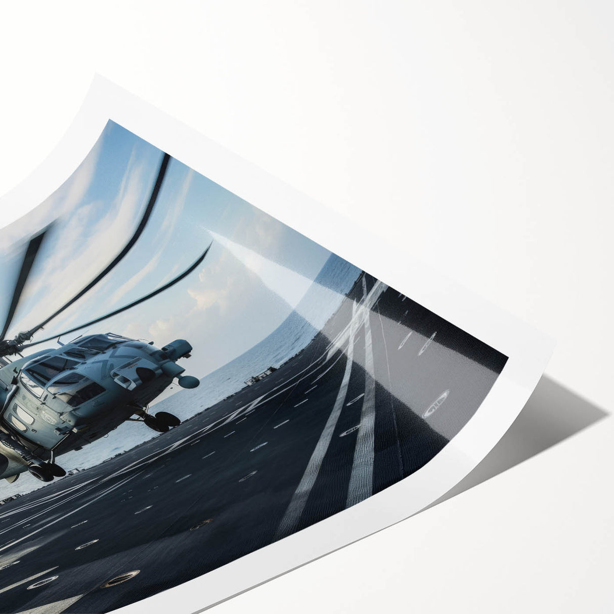 Extra large wall art featuring a detailed helicopter design on a rolled canvas.
