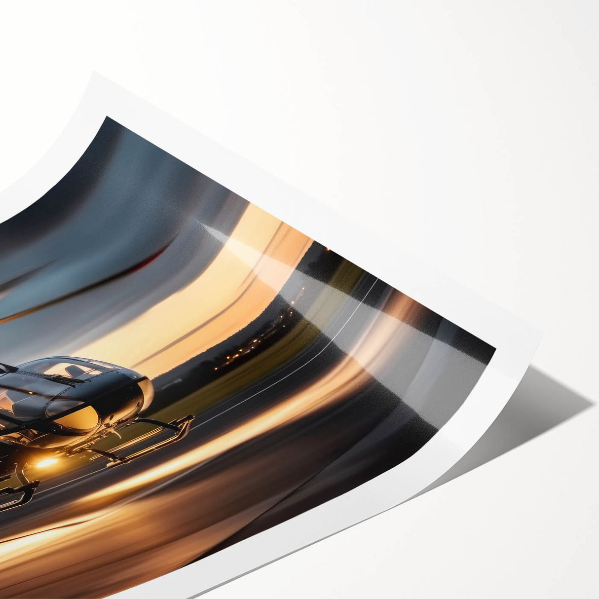 Extra large wall art of a helicopter in line art style, printed on rolled canvas, suited for large living room decor.