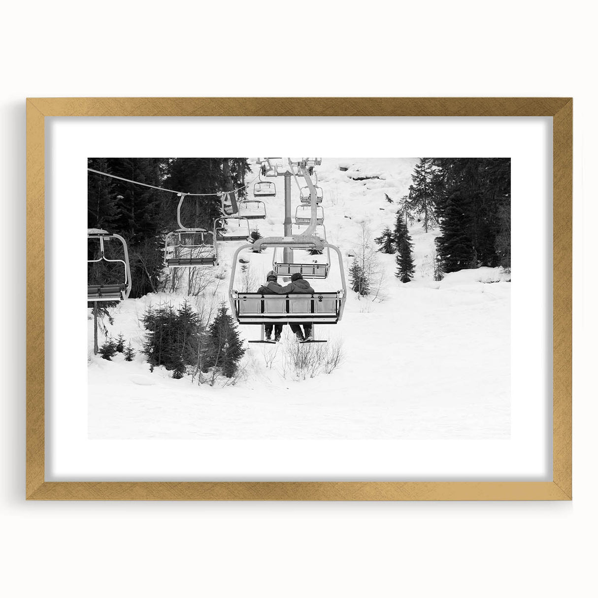 Extra large abstract art print featuring textured service vehicles in muted earth tones on a gold-framed canvas.