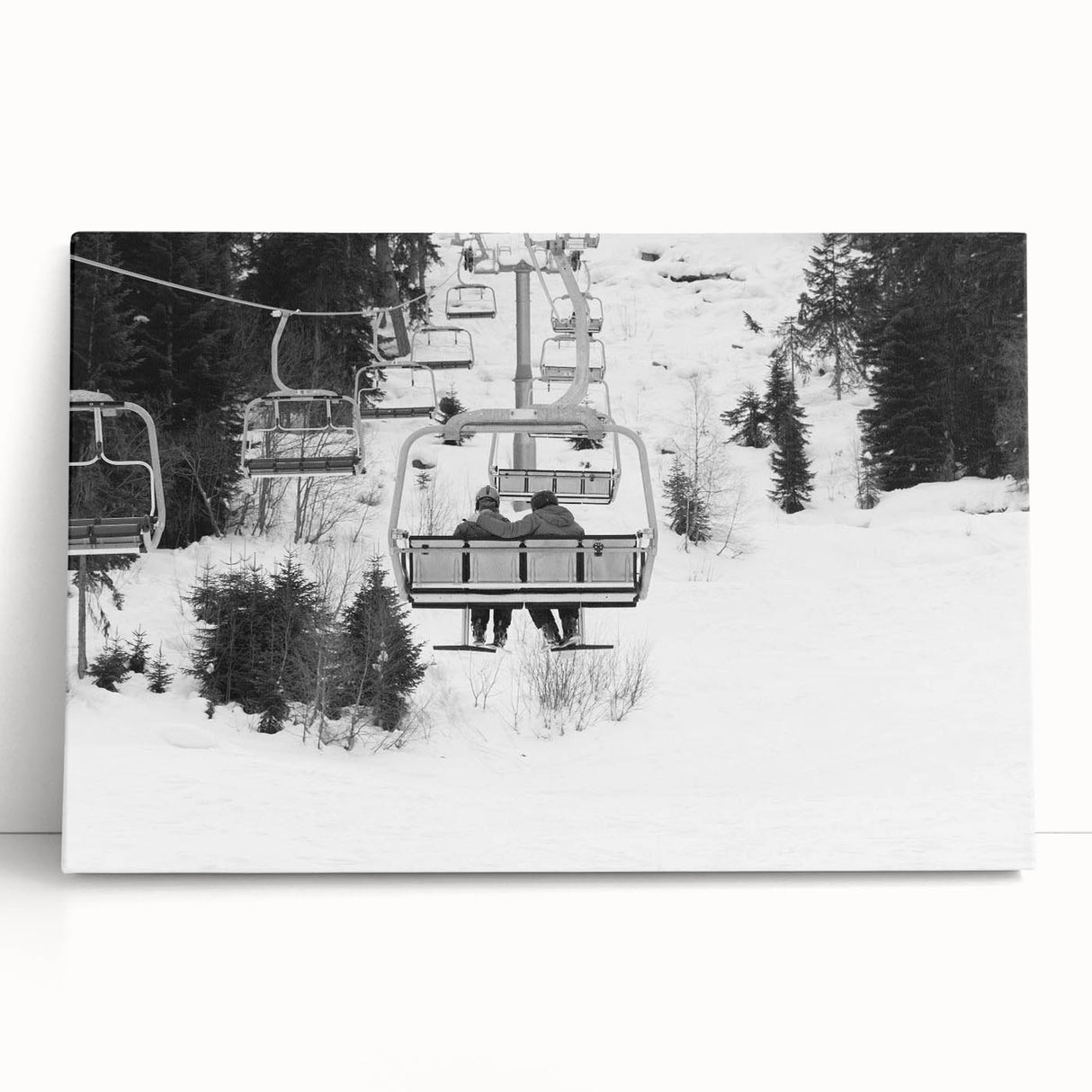 Black and white photo of vintage cars on stretched canvas, ideal for kitchen wall art or bedroom ambiance.