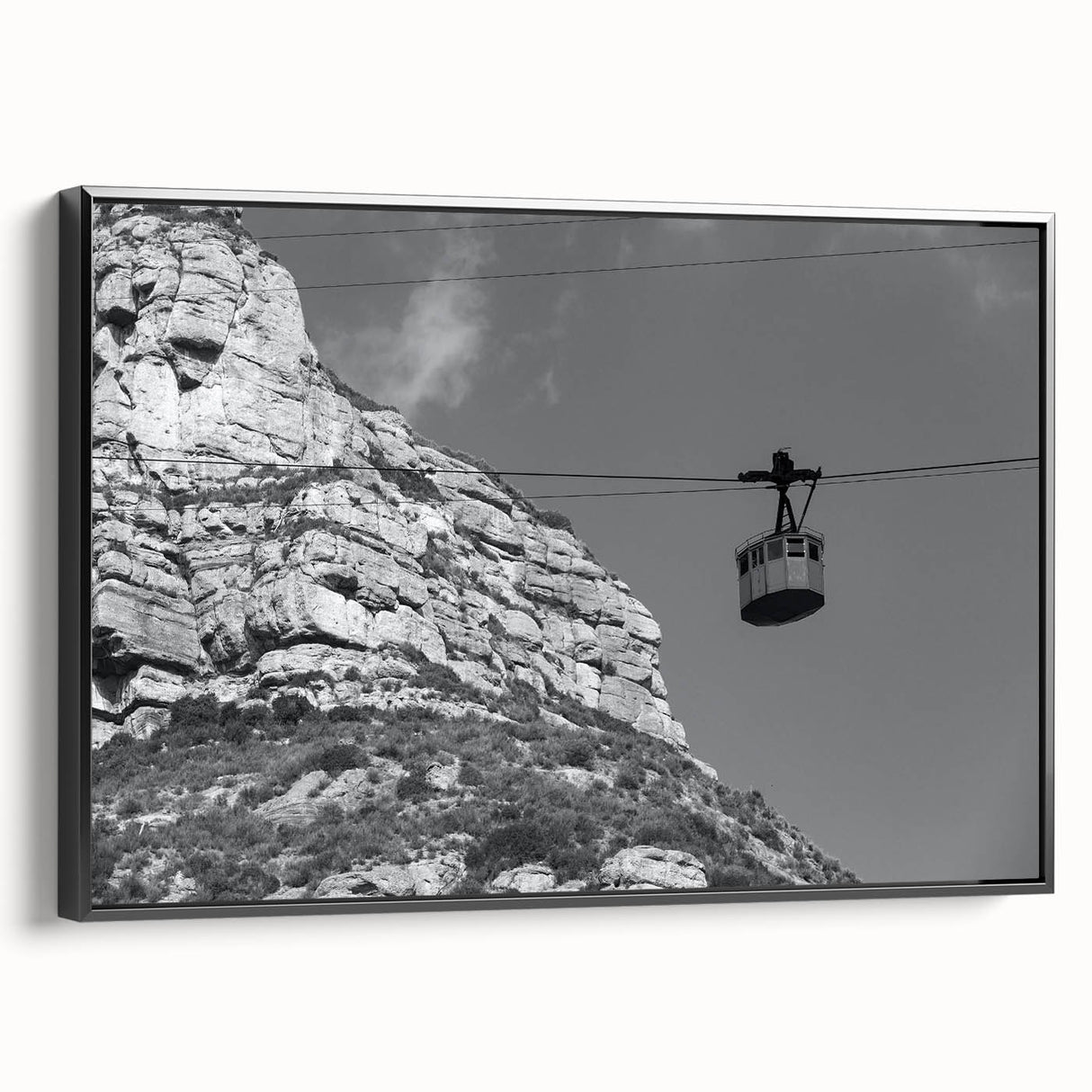 Black and white vintage poster art of service vehicles on a framed canvas, ideal for bedroom wall decor.