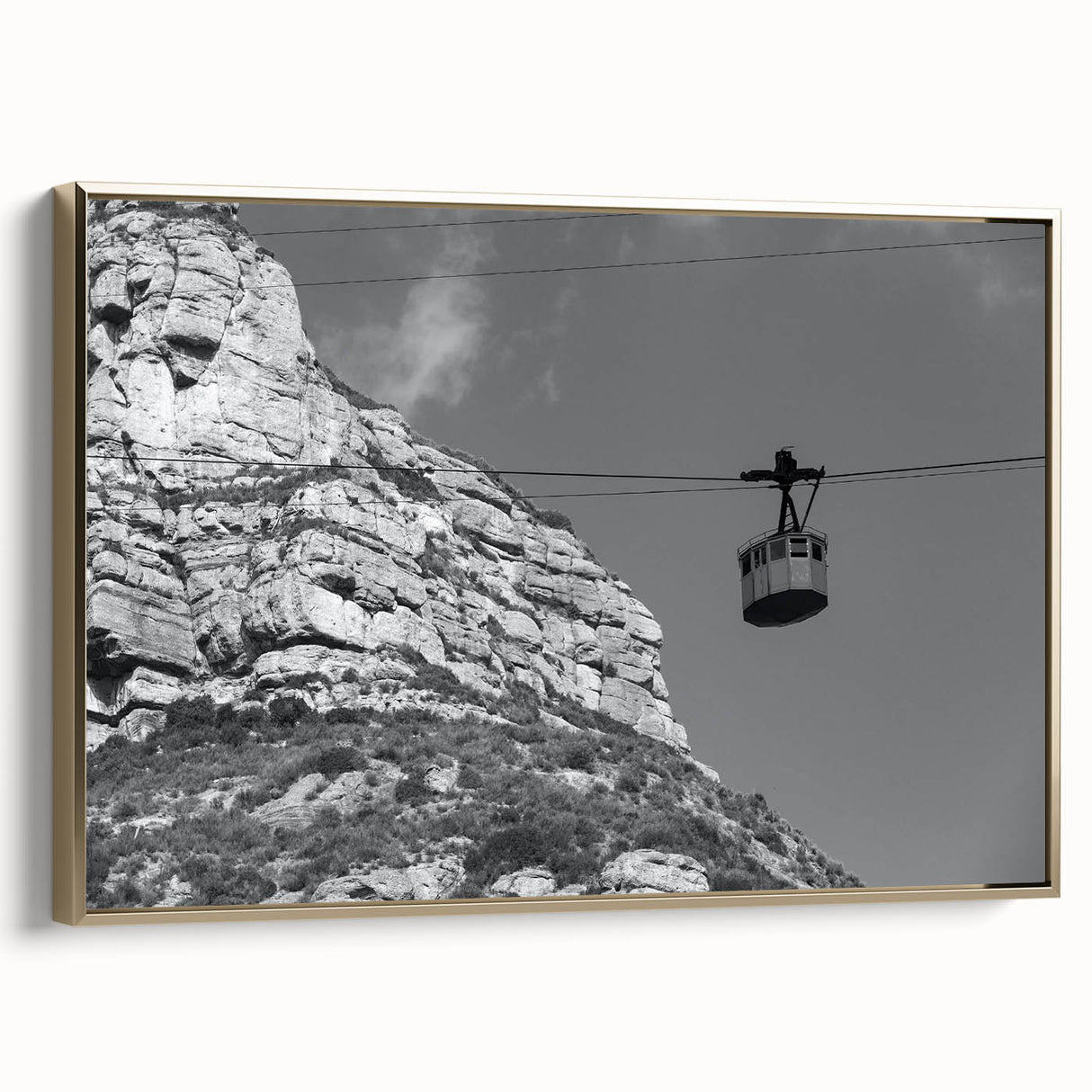 Framed canvas featuring a vintage poster of black service vehicles in landscape format, ideal for bedroom wall art.