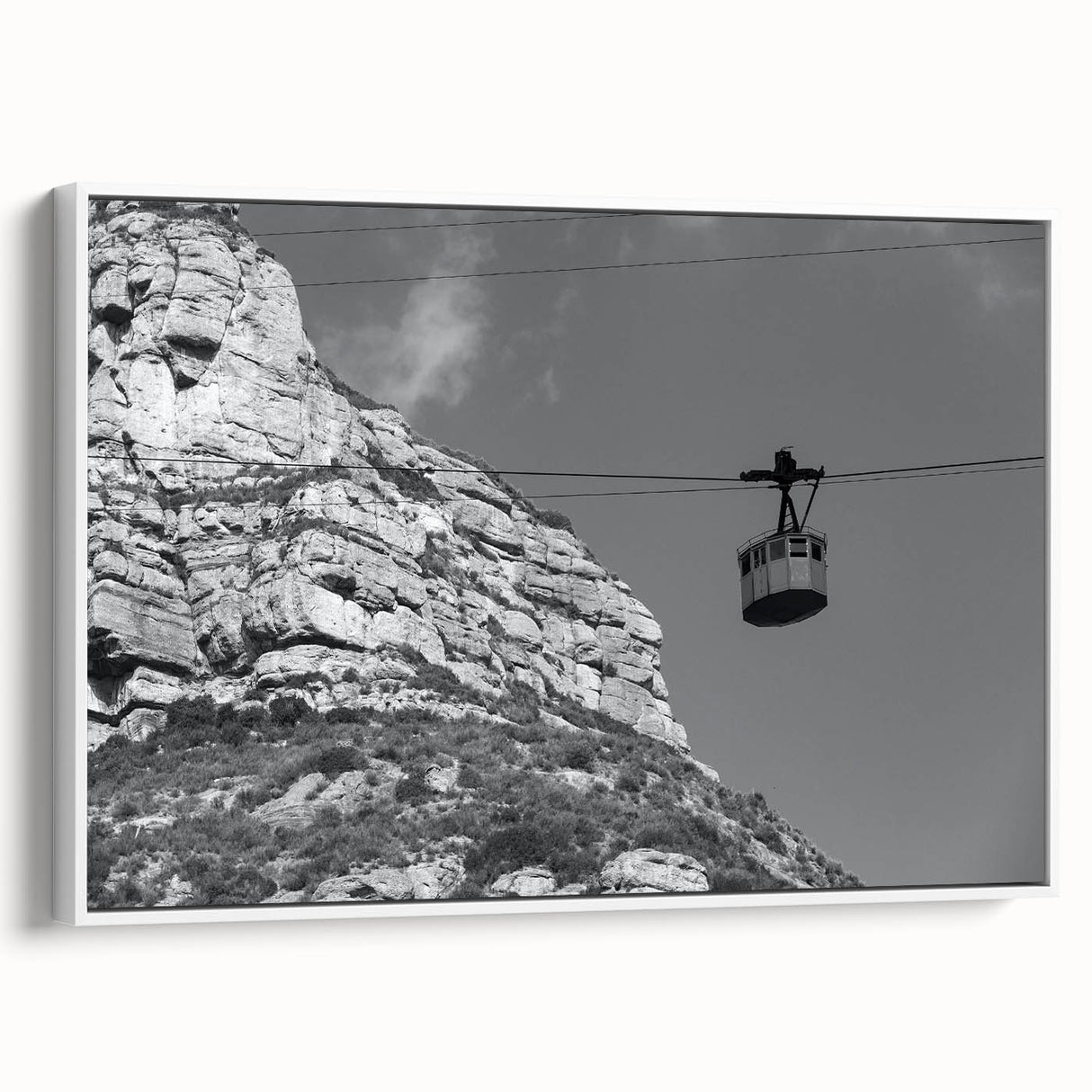 Vintage poster art of colorful service vehicles on a black background, framed canvas, suitable for living room decor.