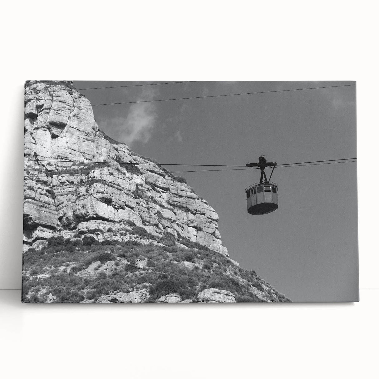 Black and white print of vintage cars on stretched canvas, suitable as large kitchen wall art or for bedroom.